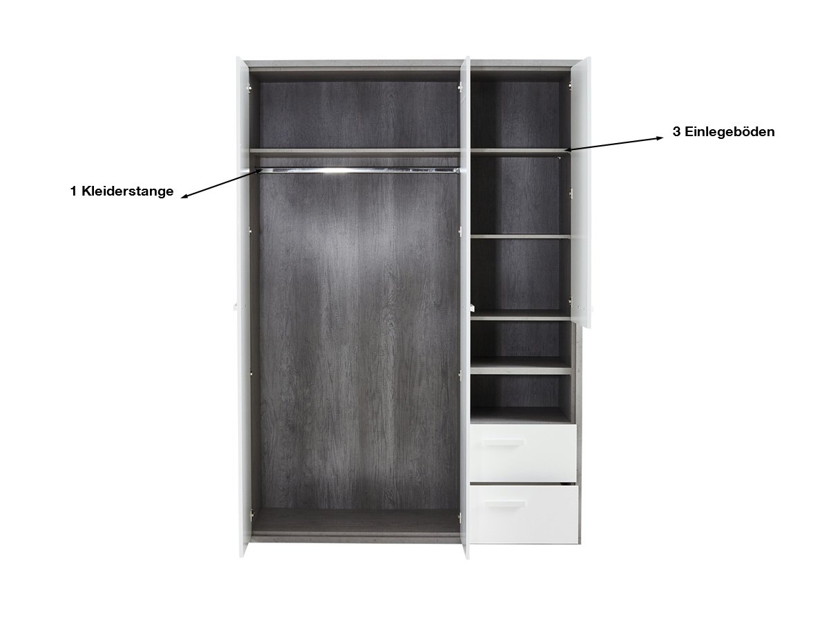 Kleiderschrank Betonoptik - weiß 154 cm - MIPIACE