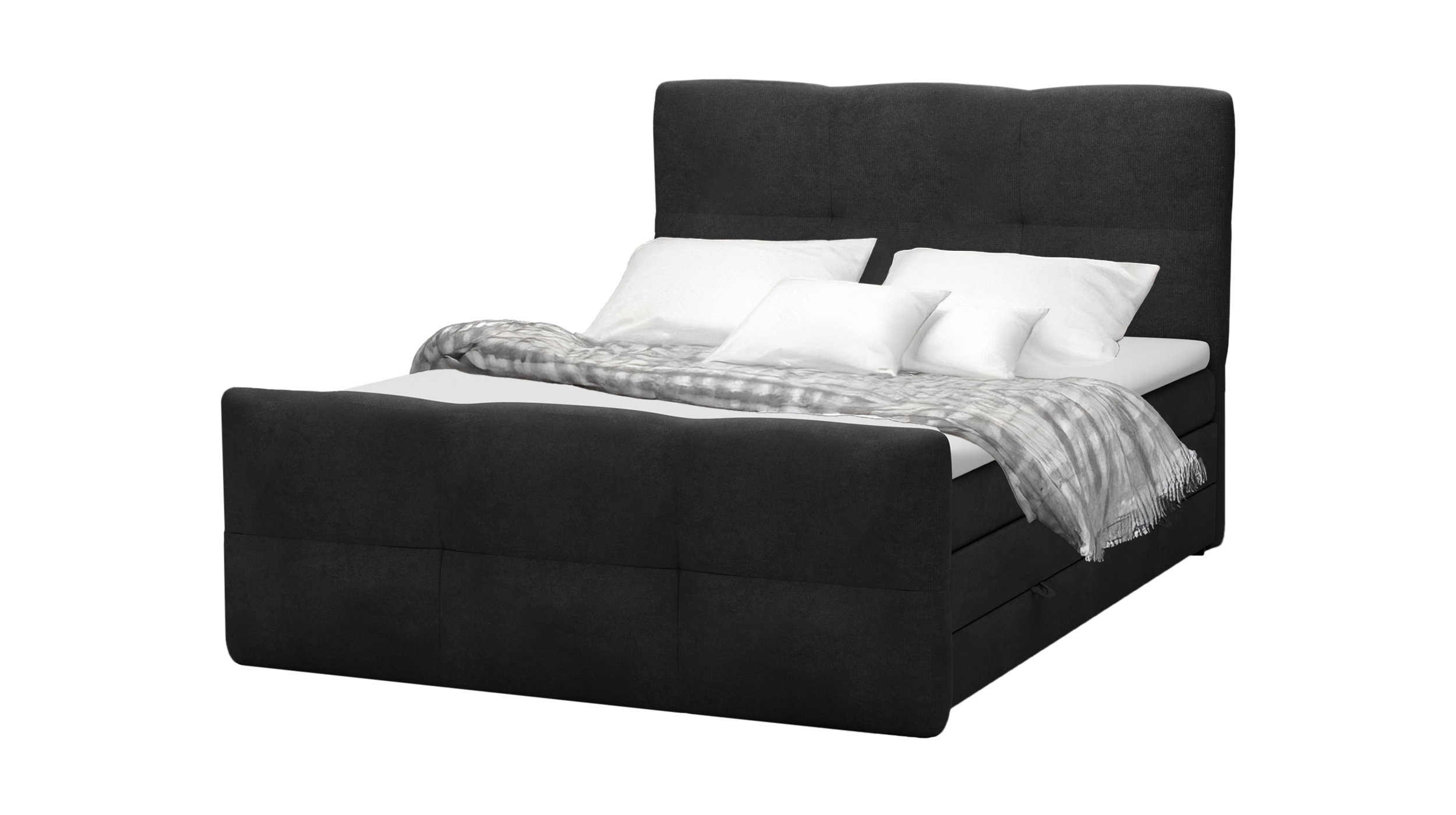 Boxspringbett 180 x 200 cm mit Bettkasten anthrazit Stoffbezug - STAR Boxspringbett 180 x 200 cm mit Bettkasten anthrazit Stoffbezug - STAR
