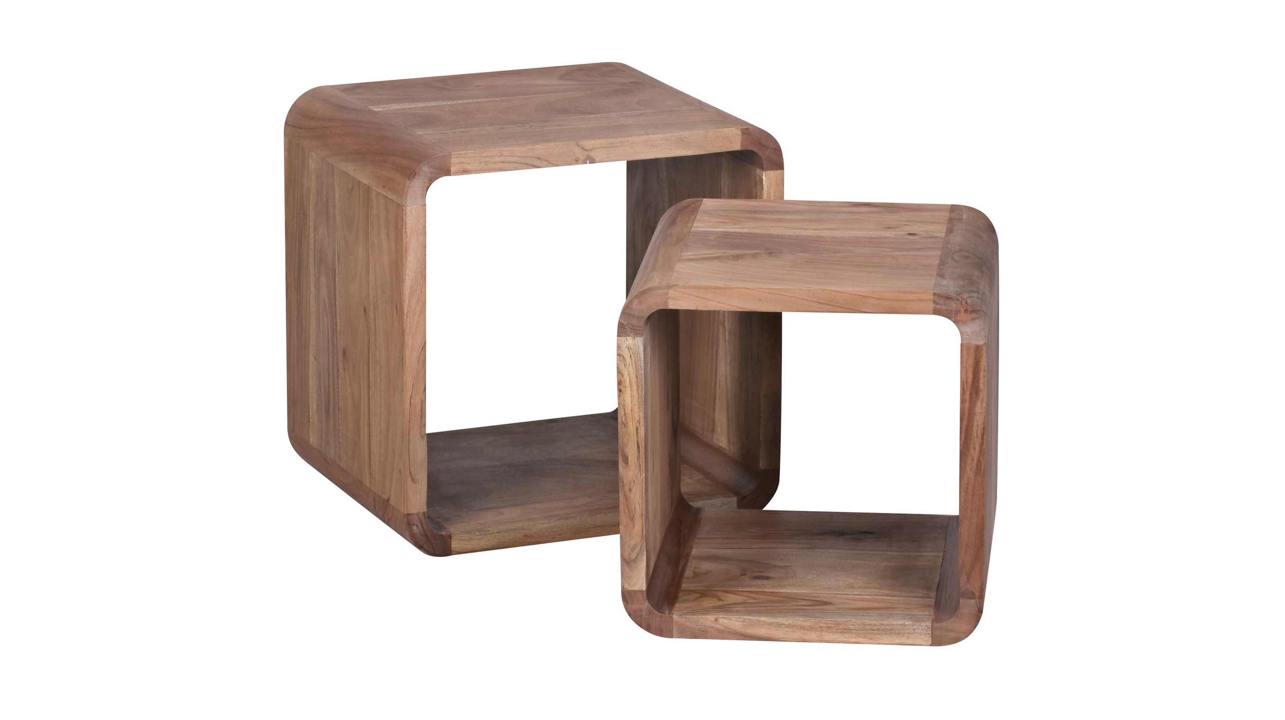 Couchtisch 2er-Set Akazie lackiert massiv 43 x 36 cm - BINA Couchtisch 2er-Set Akazie lackiert massiv 43 x 36 cm - BINA