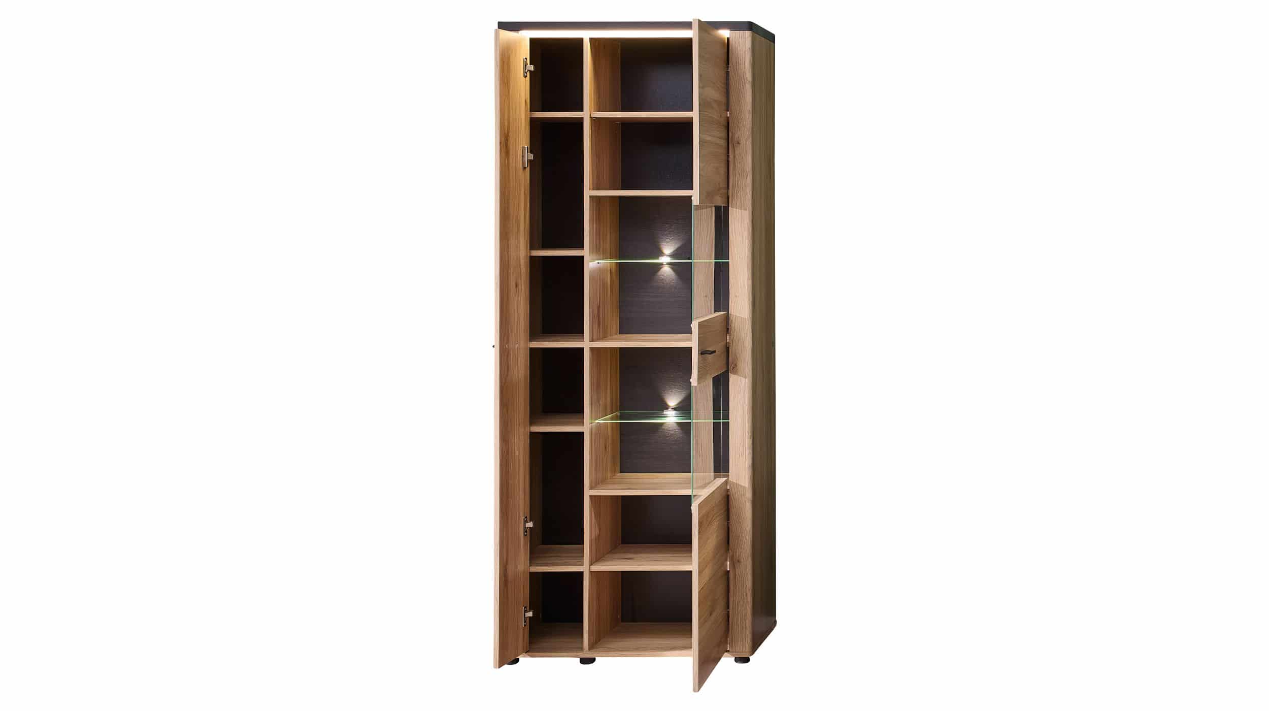 Wohnwand Mauvella Eiche 308 cm - LED-Beleuchtung- TINA