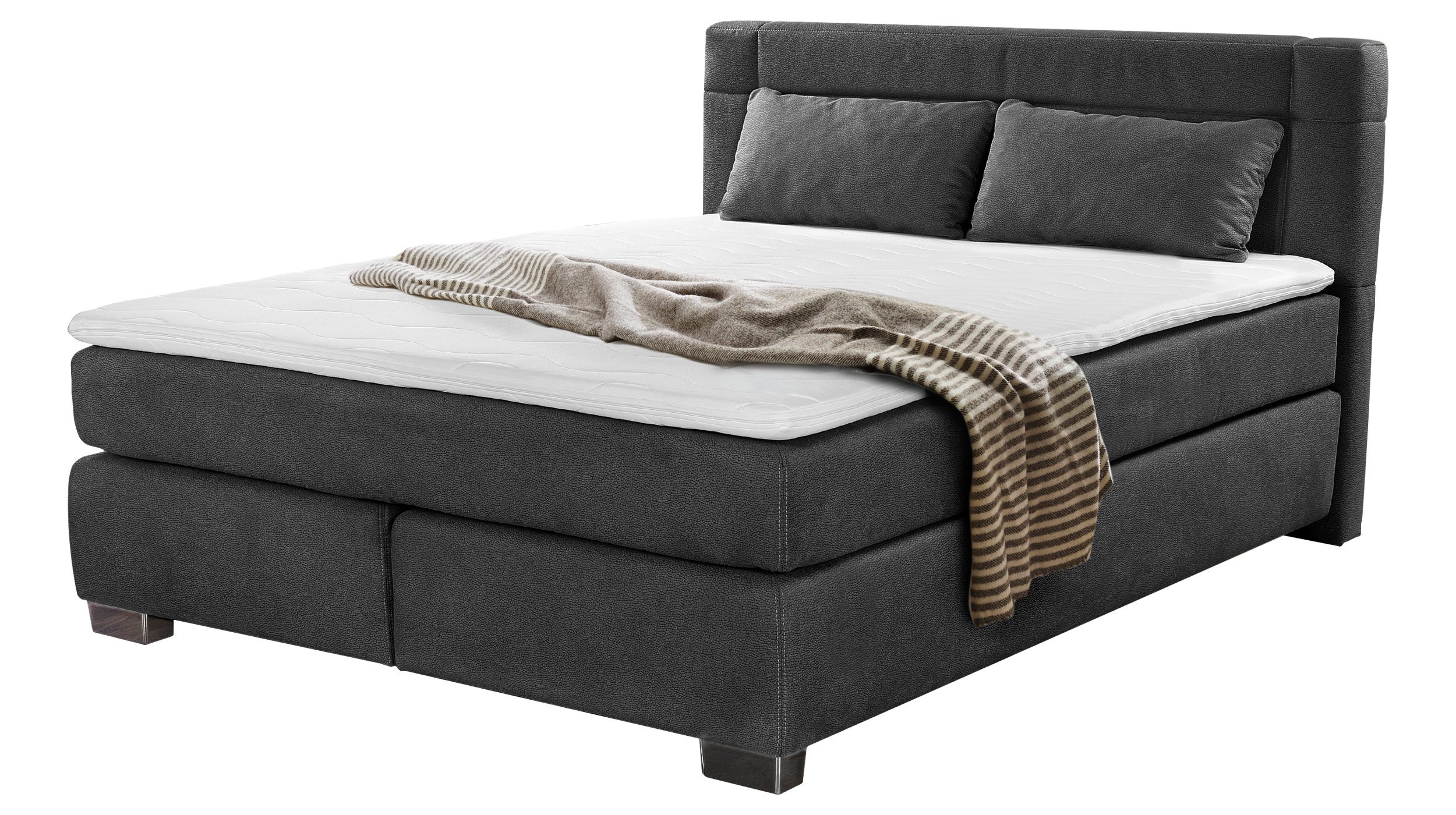 Boxspringbett 160 x 200 cm dunkelgrau H3/H4 - ROMANA - MIX Boxspringbett 160 x 200 cm dunkelgrau H3/H4 - ROMANA - MIX