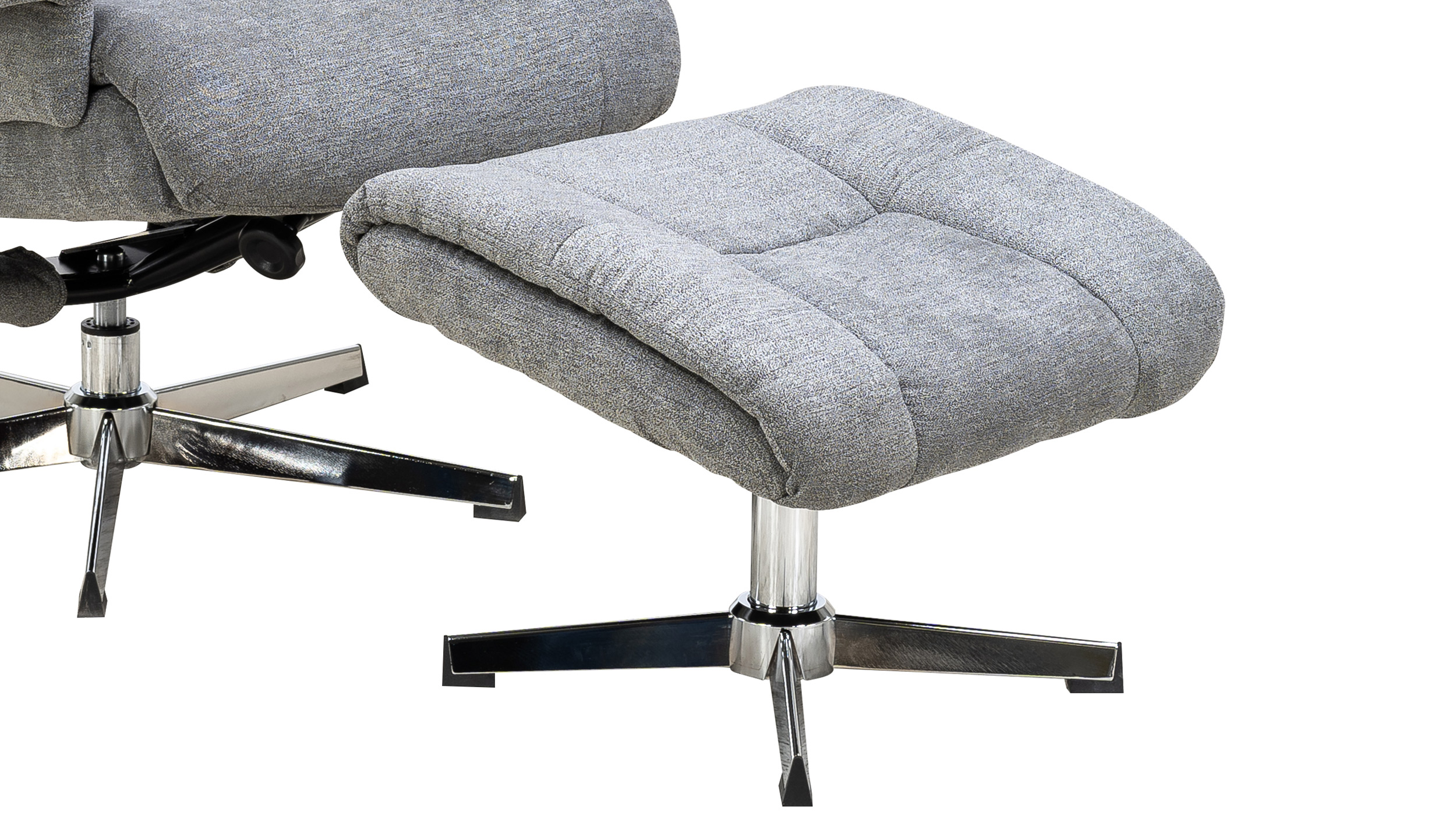 Relaxsessel mit Hocker grau Microfaser drehbar - NEOL