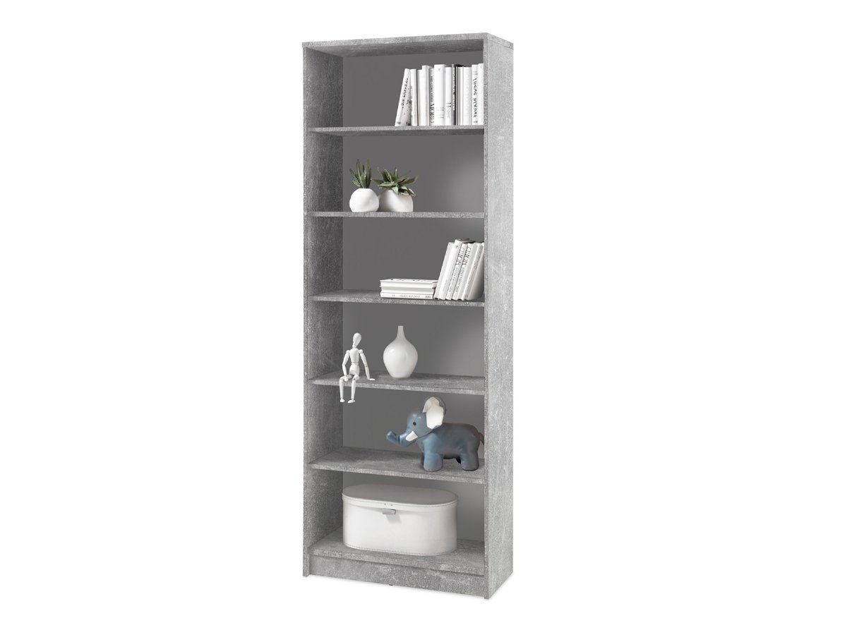 Bücherregal Standregal Betonoptik - weiß 72 x 198 cm - 5 Einlegeböden - OPTIMUS Bücherregal Standregal Betonoptik - weiß 72 x 198 cm - 5 Einlegeböden - OPTIMUS