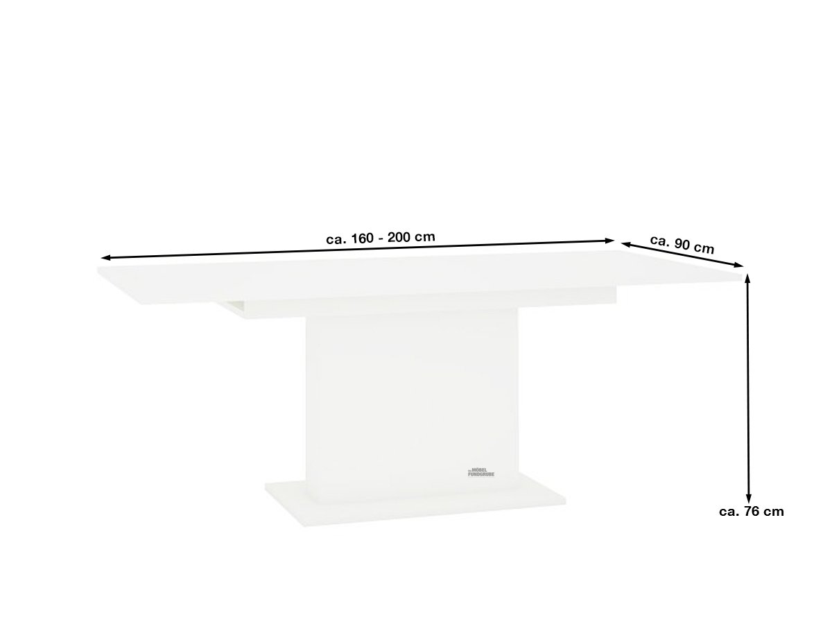 Esstisch 160 - 200 cm ausziehbar weiß - MADRAS