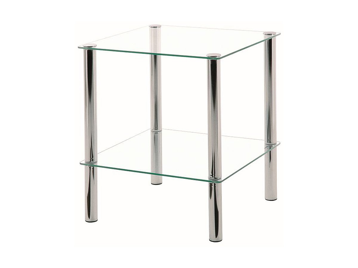 Beistelltisch chrom - Glas - quadratisch - 39 x 47 cm - EMDEN Beistelltisch chrom - Glas quadratisch 39x47x39 cm - EMDEN