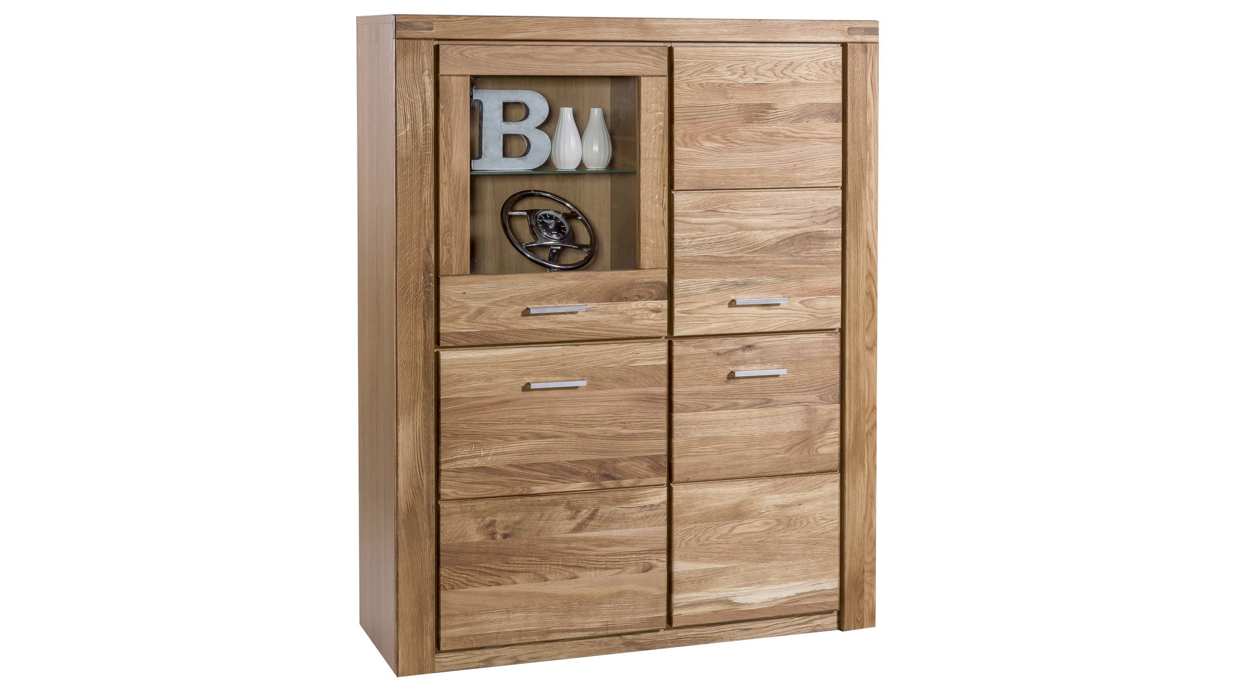 Highboard Wildeiche teilmassiv geölt 108 cm - FREYJA Highboard Wildeiche teilmassiv geölt 108 cm - FREYJA