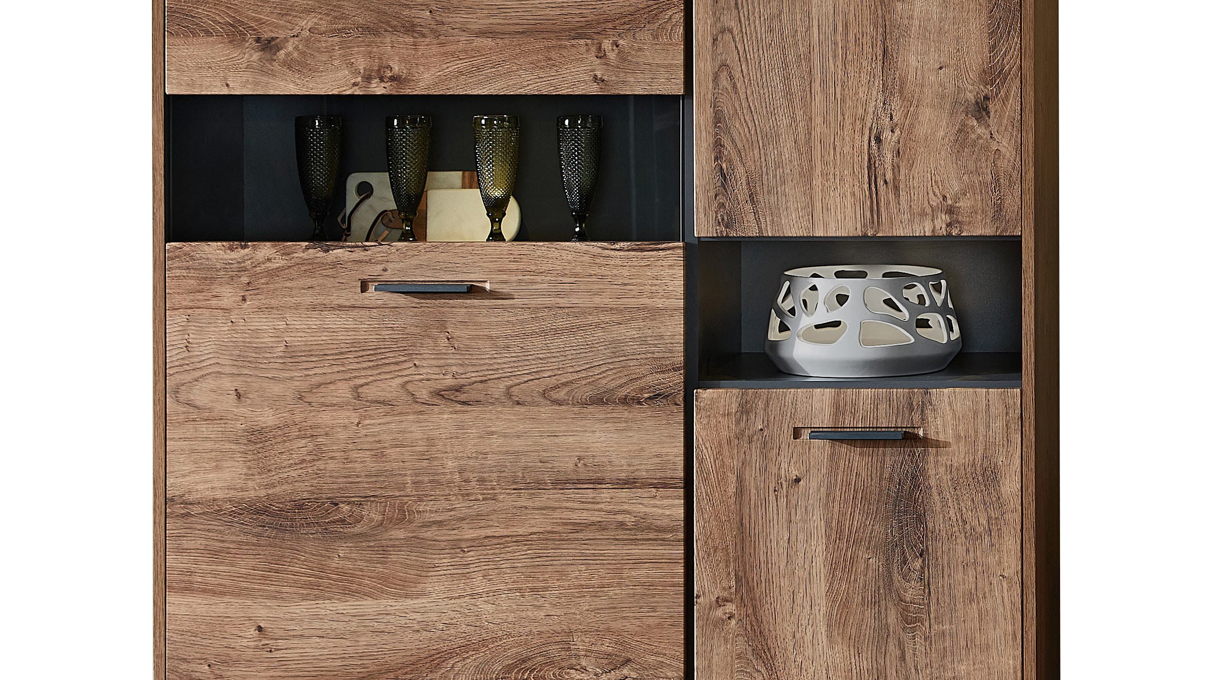 Vitrine Haveleiche 148 cm mit Beleuchtung - BROOK