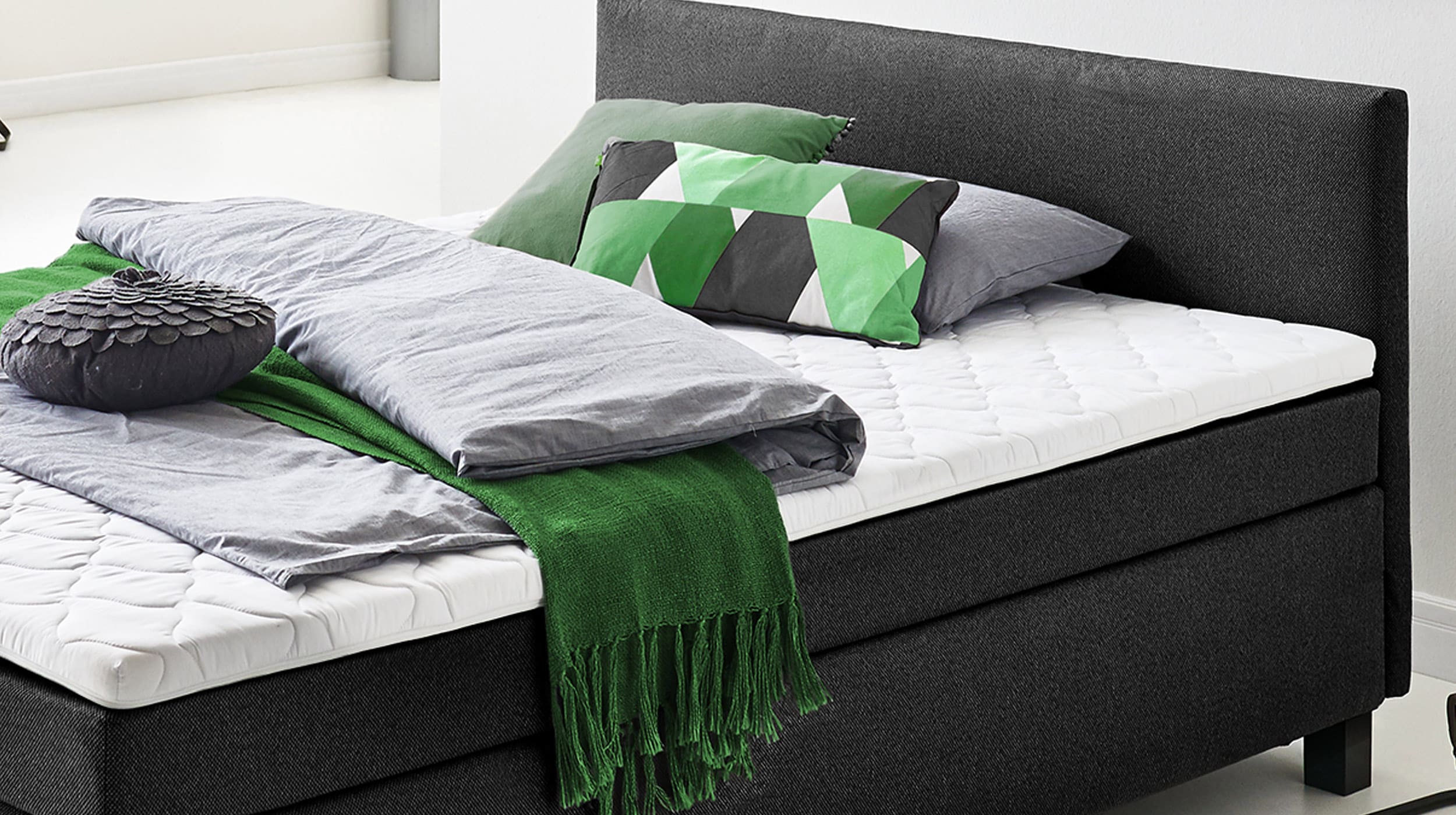 Boxspringbett 160 x 200 cm grau Stoffbezug - PHILLY