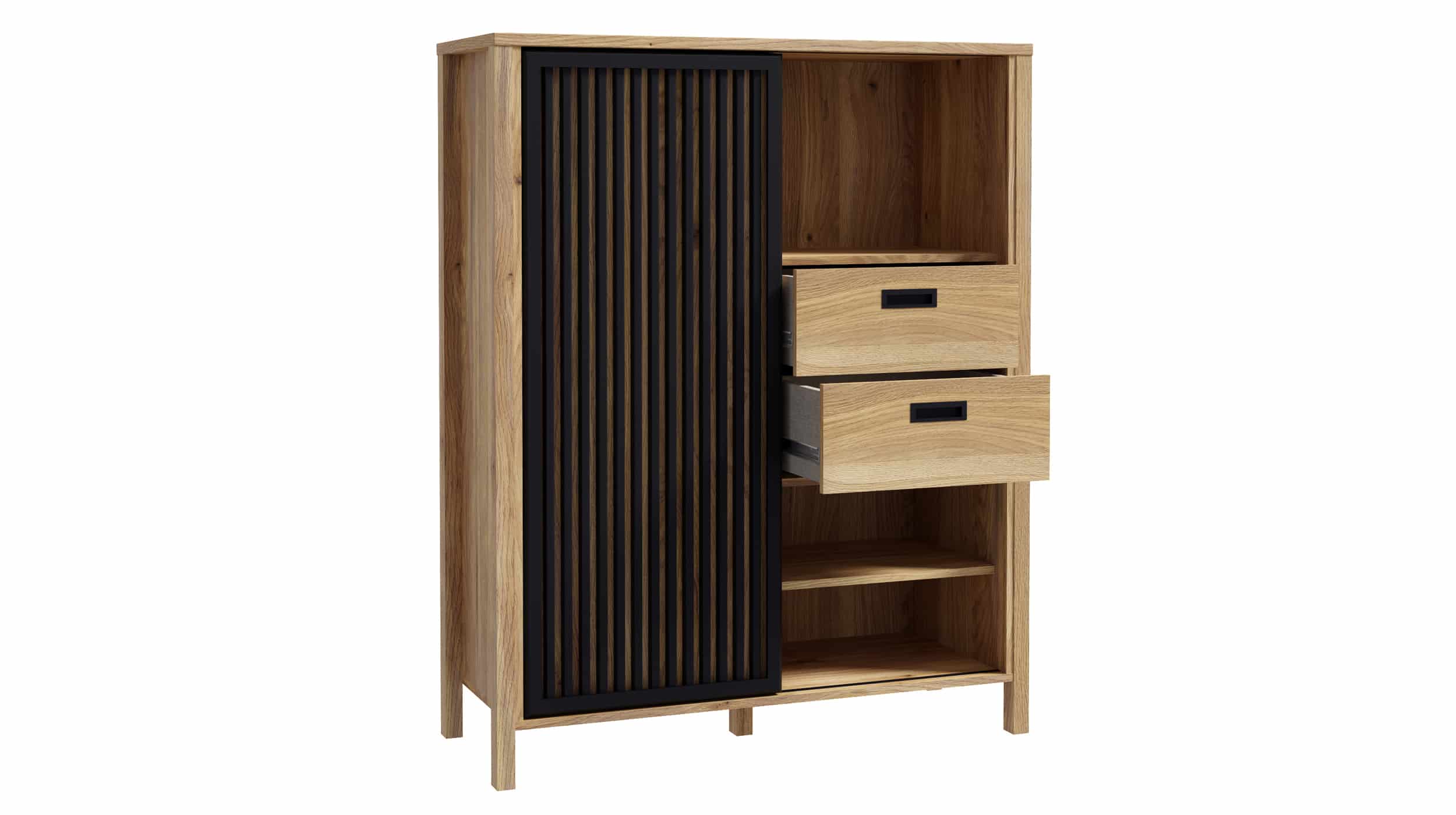  Highboard Mauvella Oak Eiche - schwarz 103 cm - JYTANA 