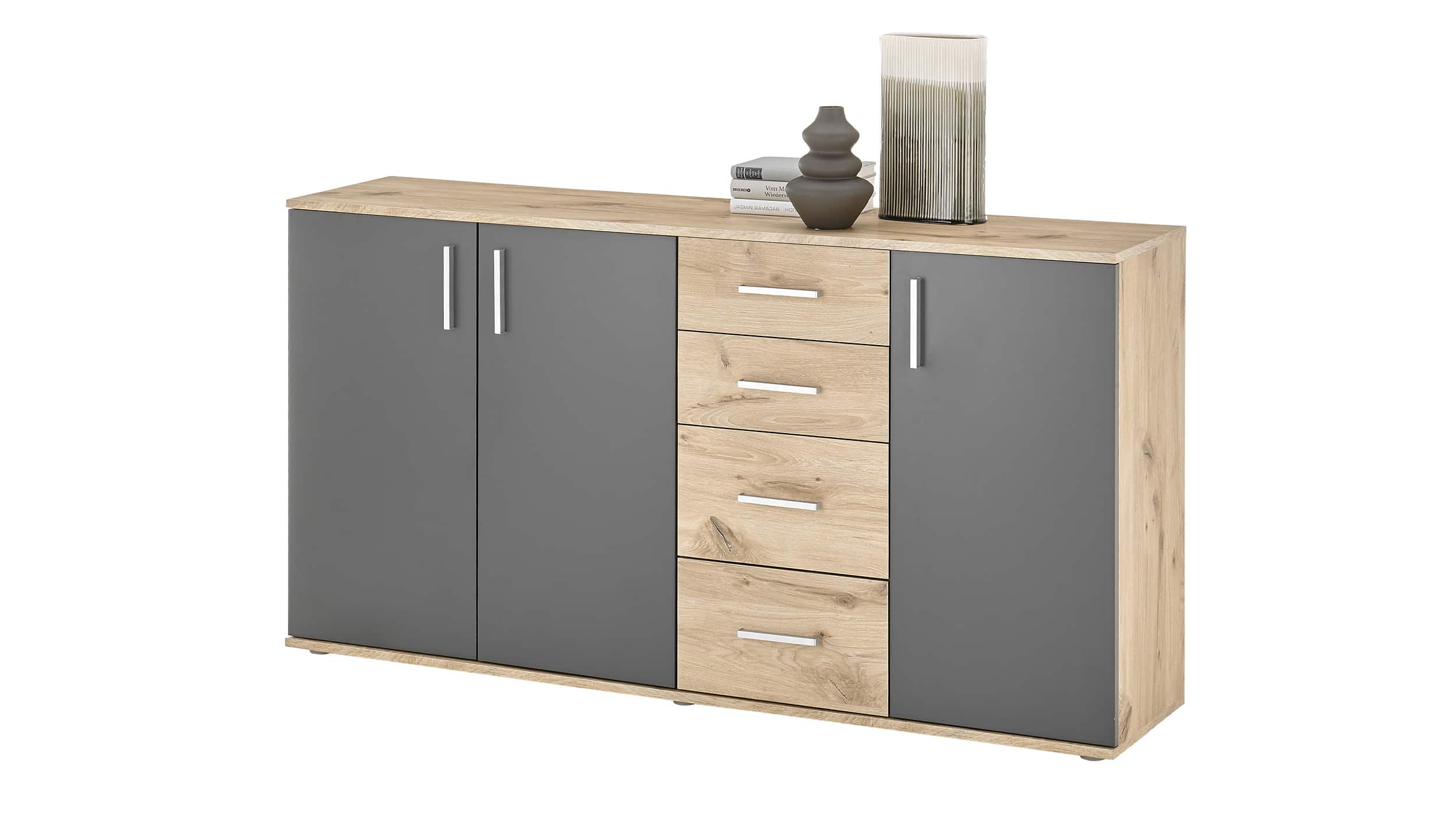 Kommode Viking Oak - grau 160 x 84 cm 3-türig - BOBBY Kommode Viking Oak - grau 160 x 84 cm 3-türig - BOBBY