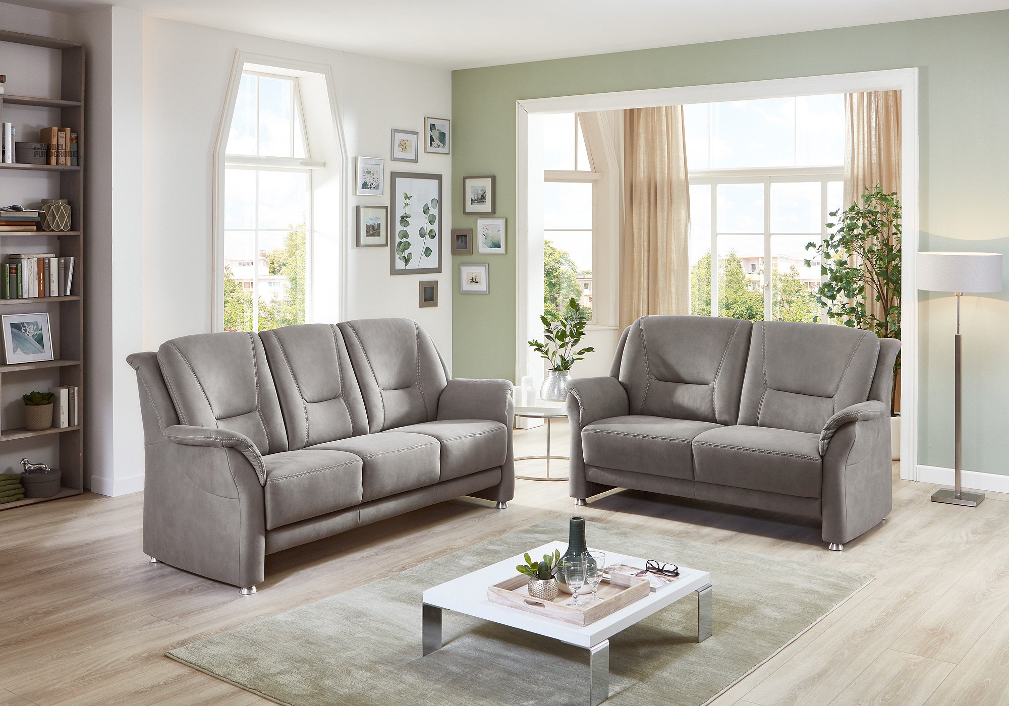 Einzelsofa 3-Sitzer grau 198 cm Federkern - LIGERO