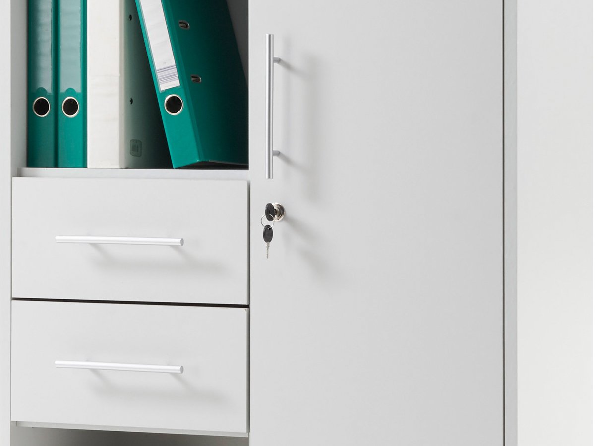 Büroschrank lichtgrau 80 cm x 216 cm - 8 Einlegeböden - PRONTO