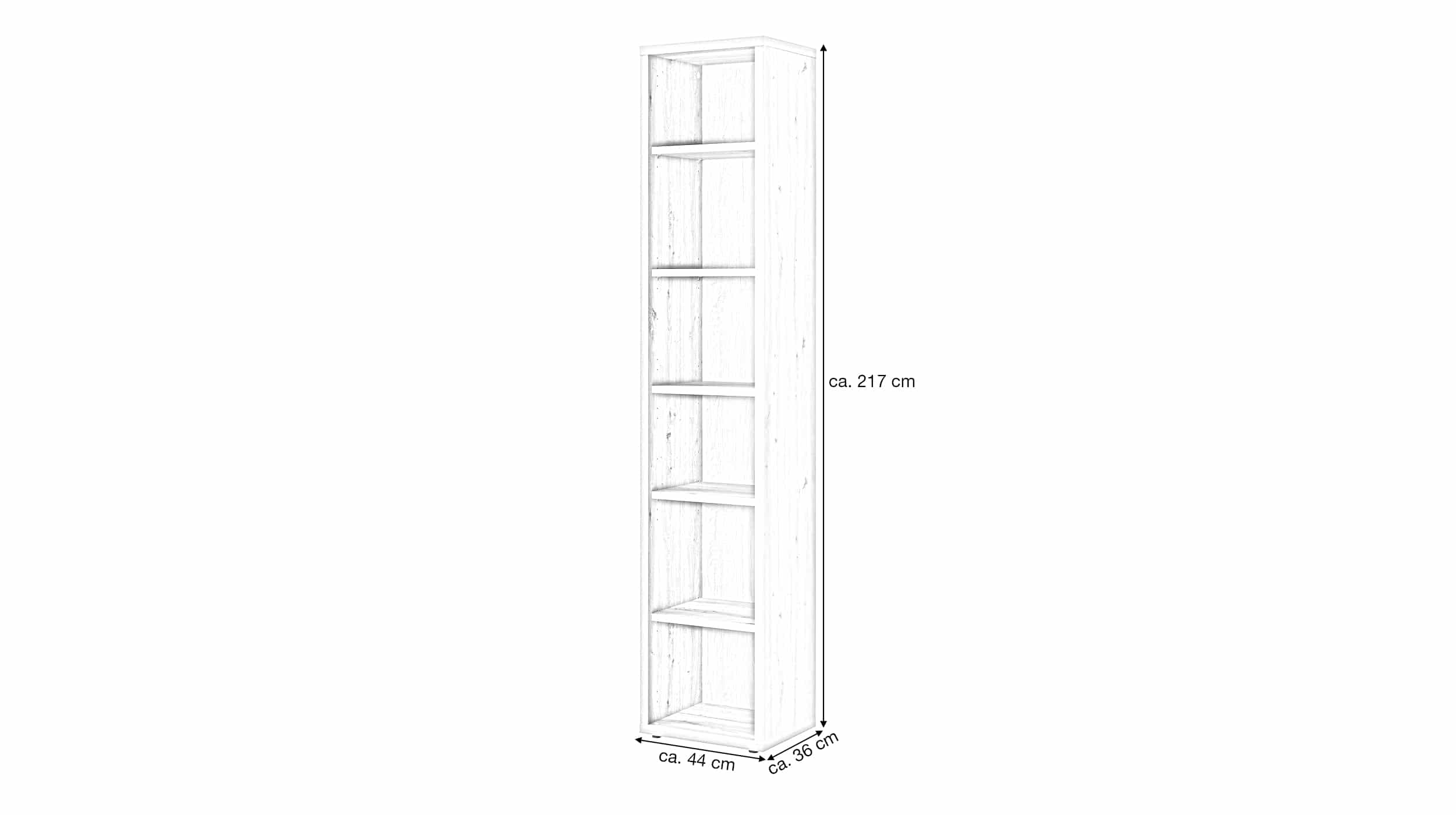 Bücherregal Büroregal Artisan Eiche 44 x 217 cm - DISEGNO