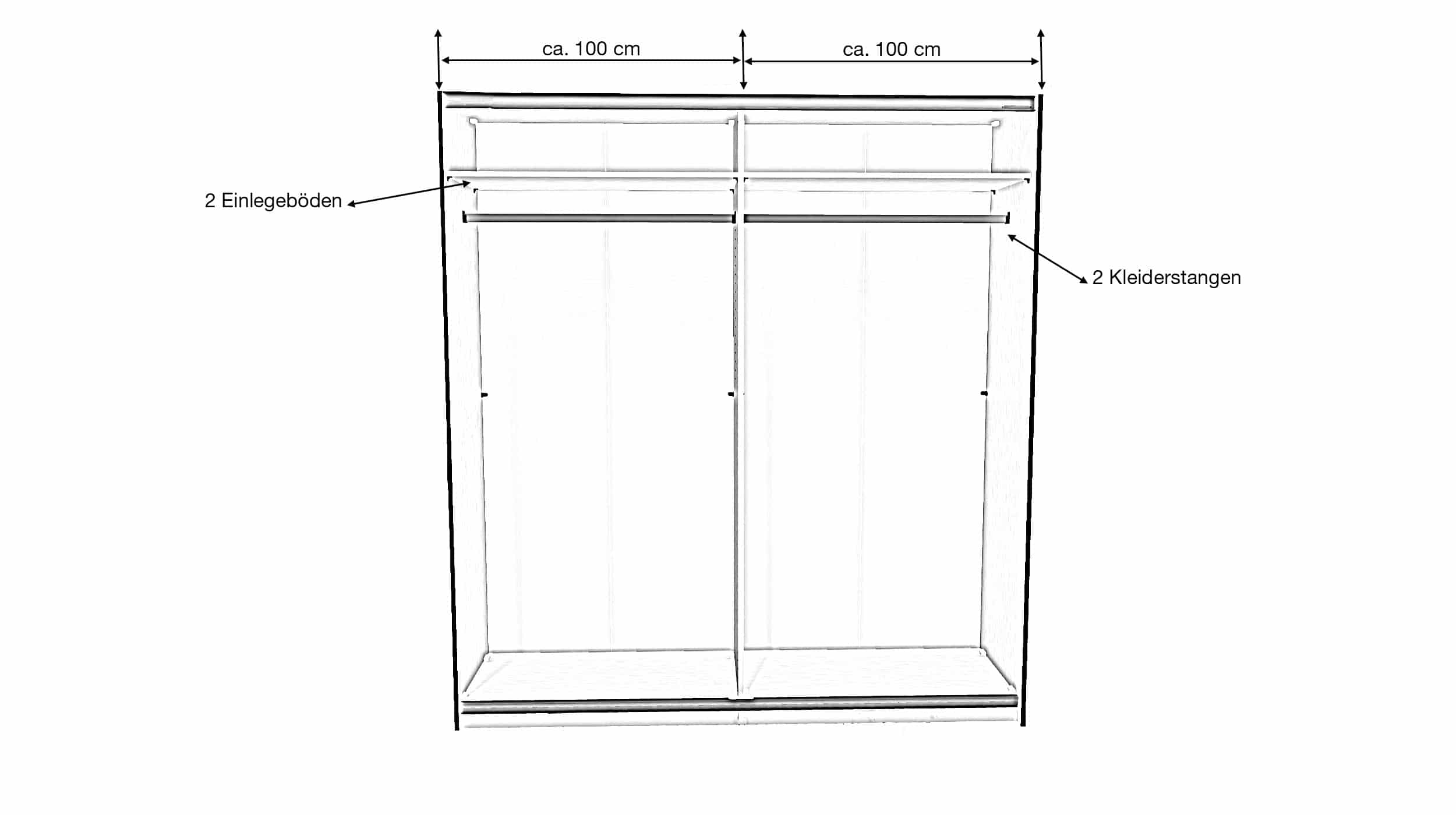 Schwebetürenschrank anthrazit 203 cm 2-türig - SLIDELINE