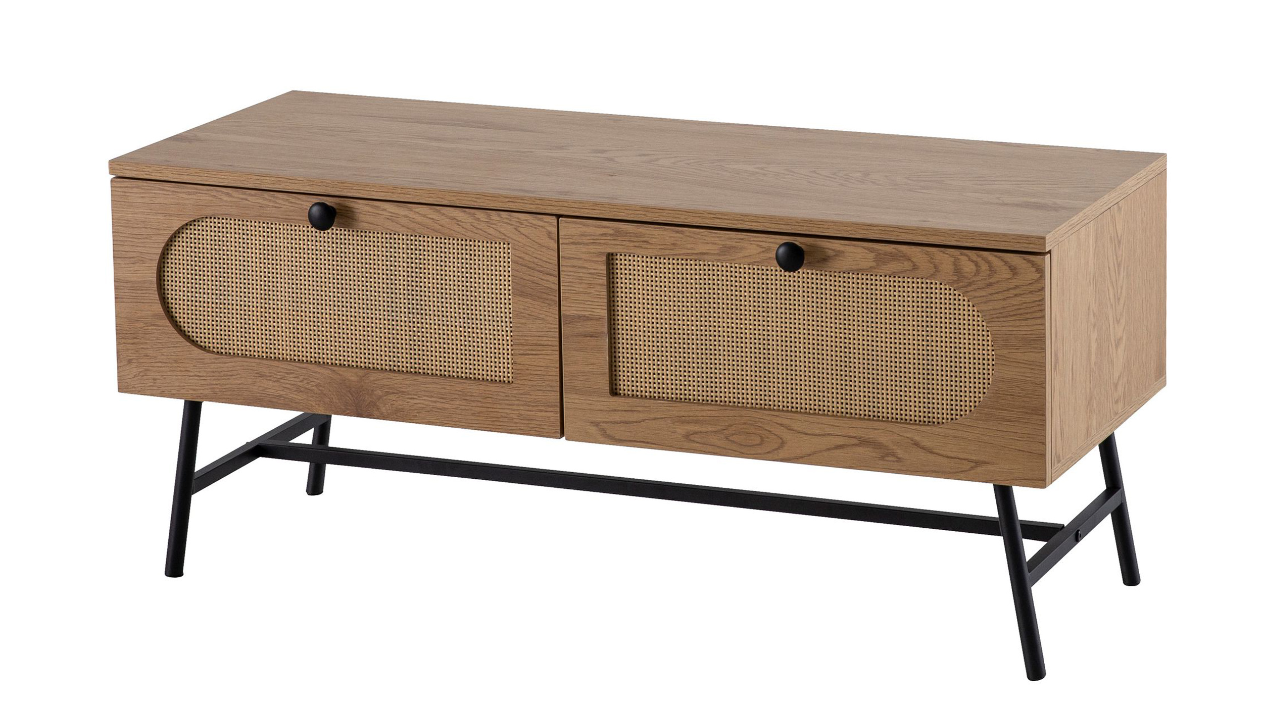 TV - Lowboard Eiche Holzdekor - Rattan 100 cm - RATVAN TV - Lowboard Eiche Holzdekor - Rattan 100 cm - RATVAN