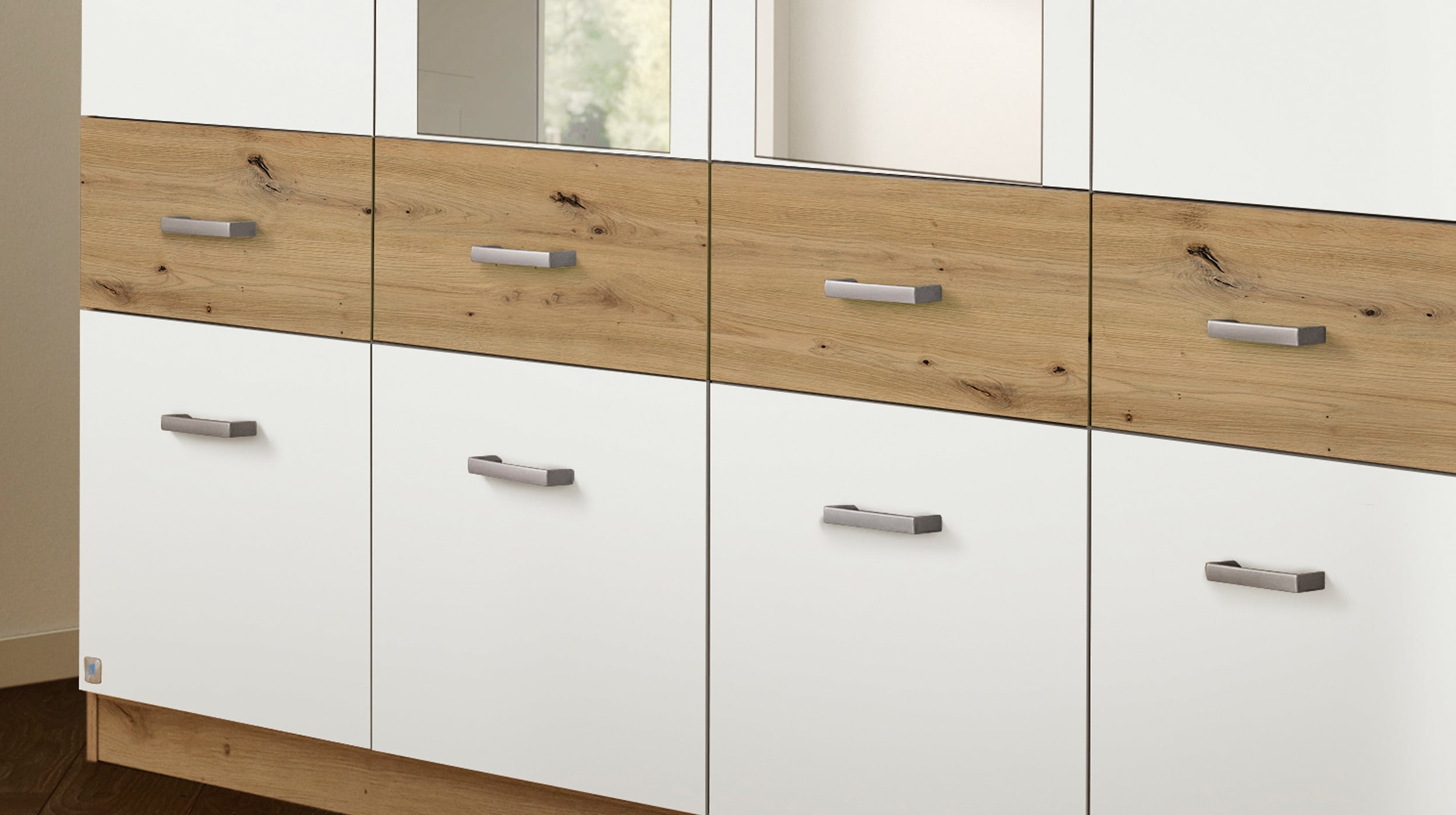 Kleiderschrank mit Spiegel 181 cm weiß - BREMEN-EXTRA