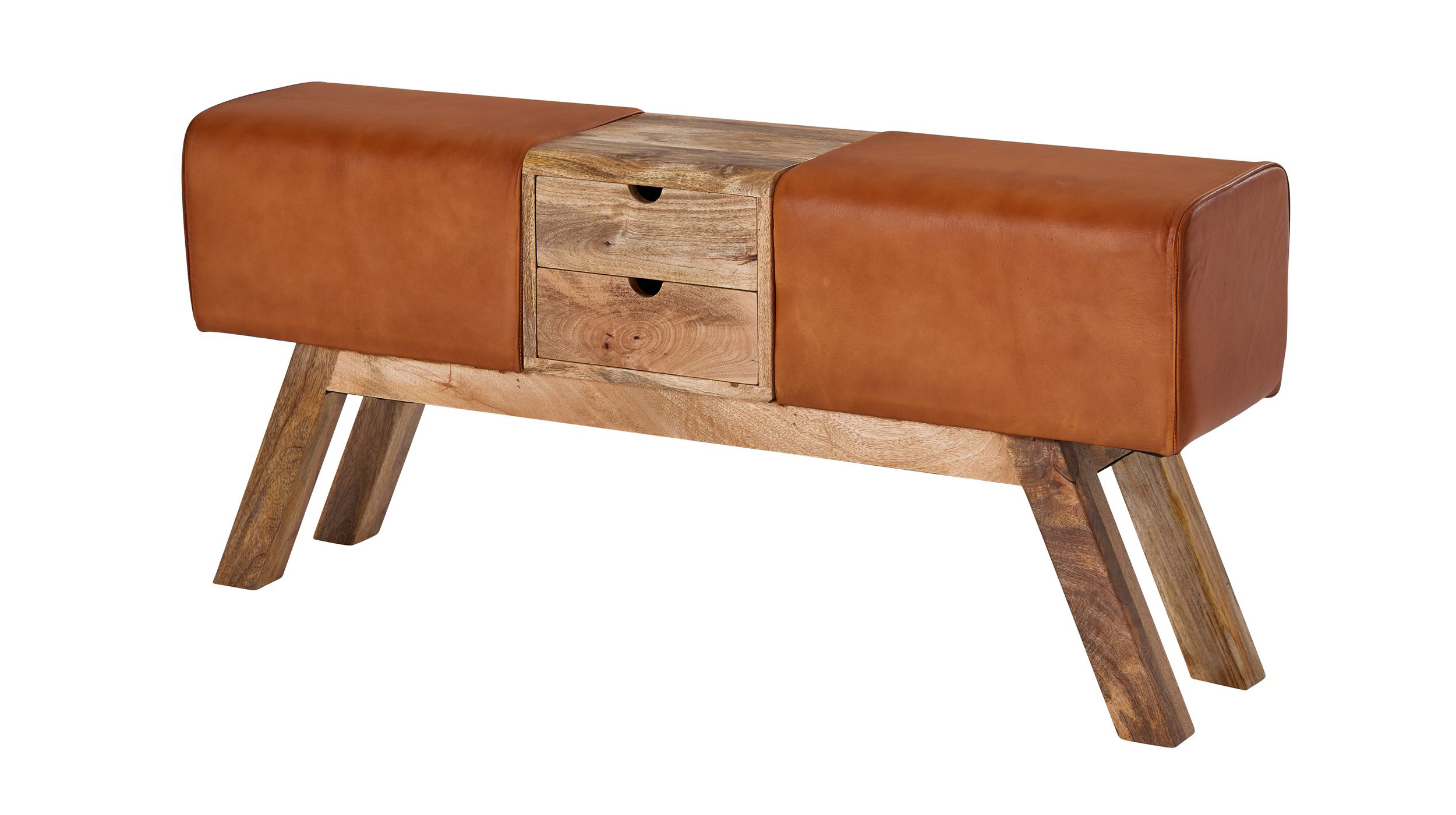 Sitzbank mit Schubladen 120 cm Mangoholz lackiert - TUVA Sitzbank mit Schubladen 120 cm Mangoholz lackiert - TUVA