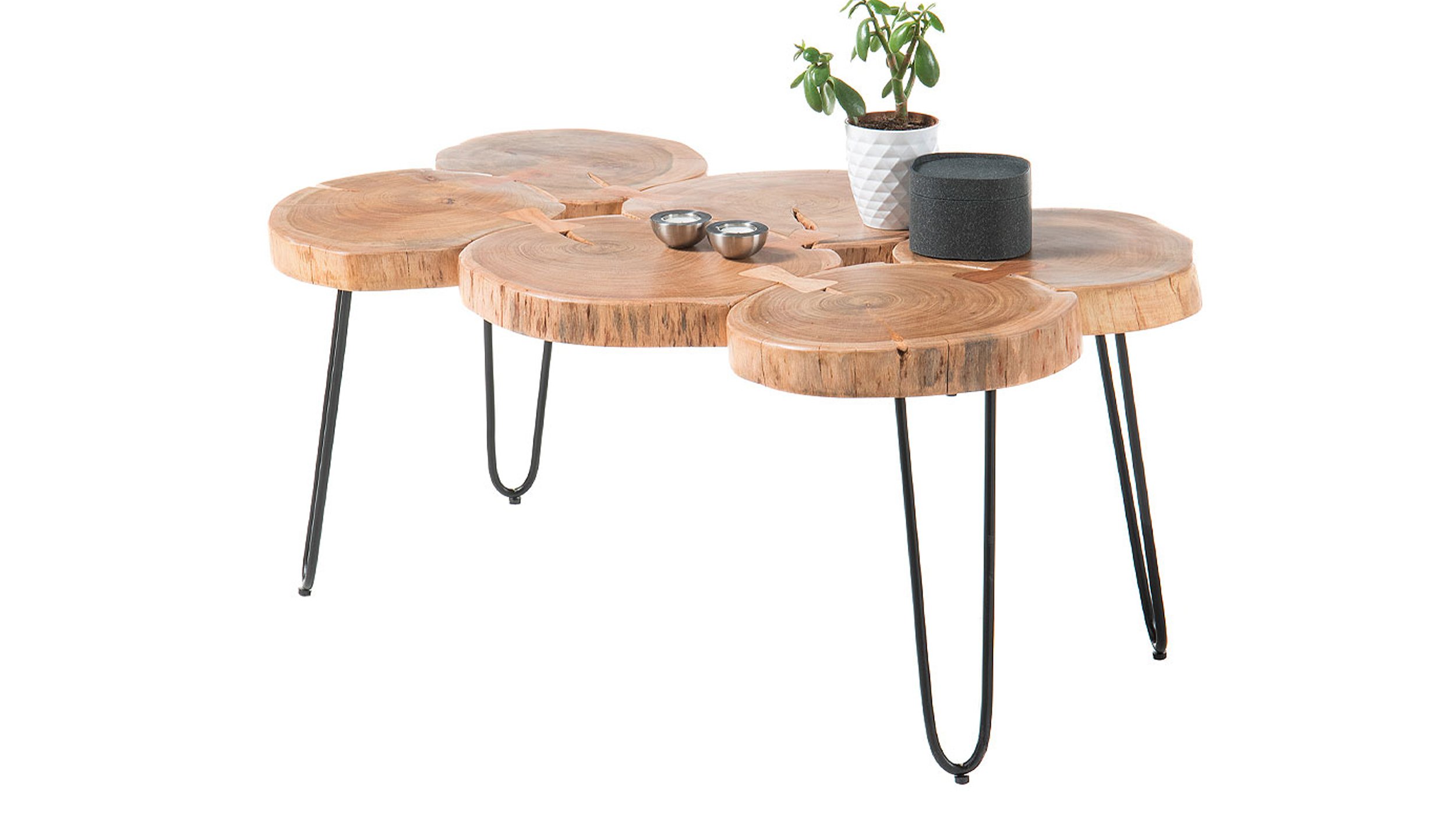 Couchtisch Akazie massiv lackiert 100 x 65 cm - COLE Couchtisch Akazie massiv lackiert 100 x 65 cm - COLE