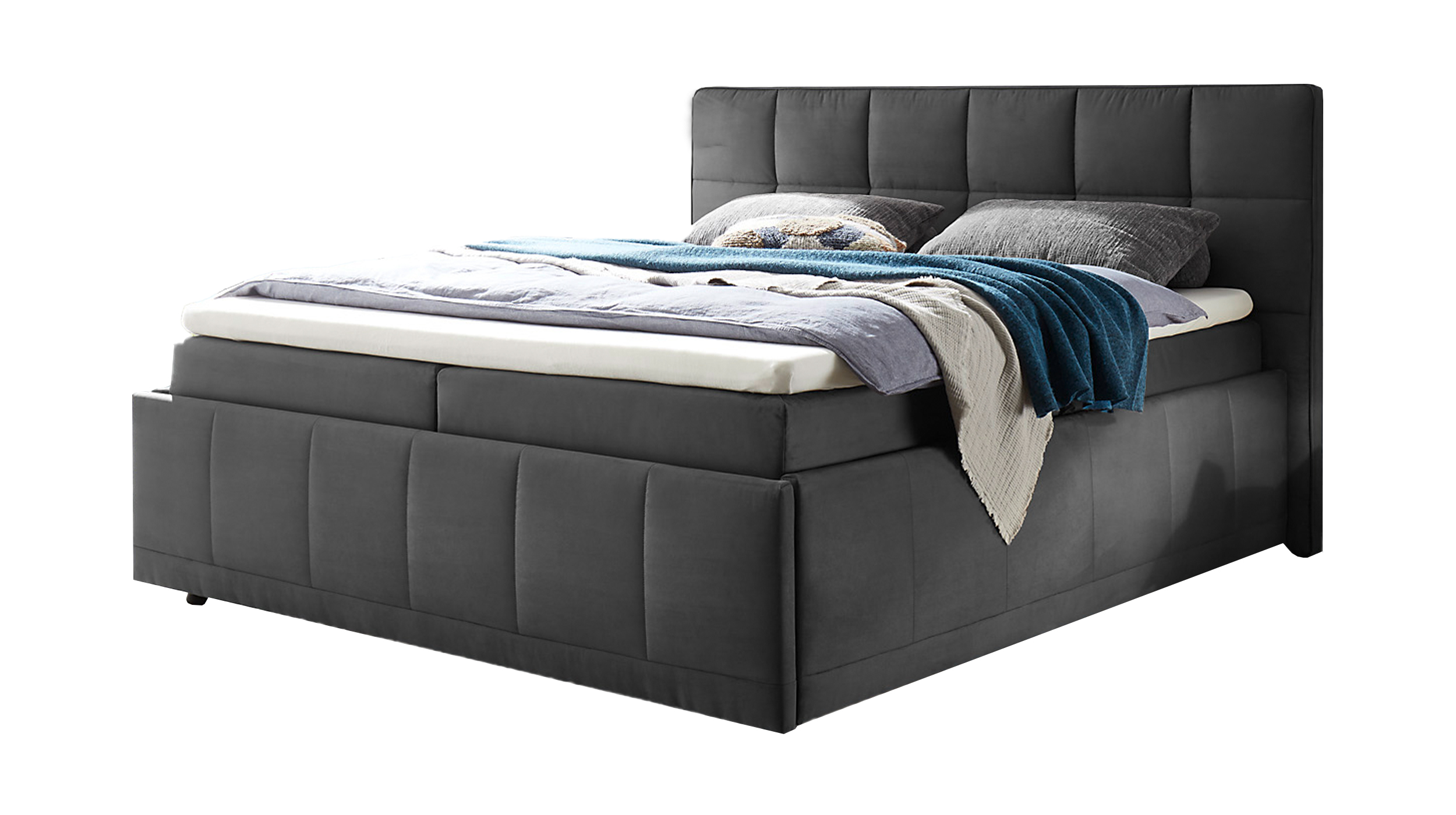 Boxbett 180 cm - mit Bettkasten - anthrazit - FULHAM Boxbett 180 cm - mit Bettkasten - anthrazit - FULHAM