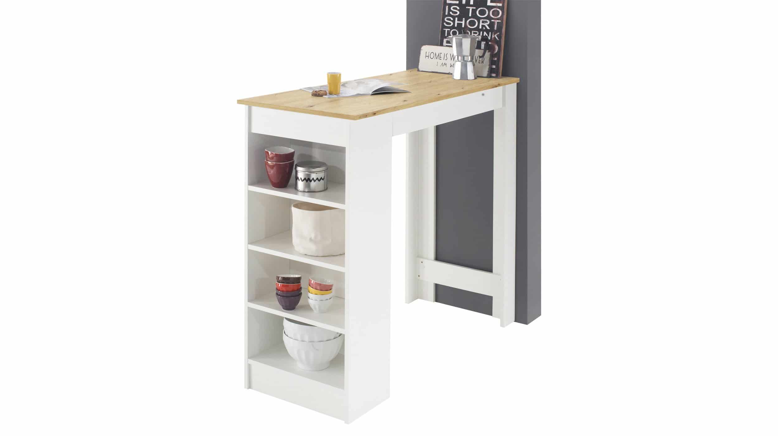 Bartisch Artisan Eiche - weiß 115 x 50 cm rechteckig - MOJITO Bartisch Artisan Eiche - weiß 115 x 50 cm rechteckig - MOJITO