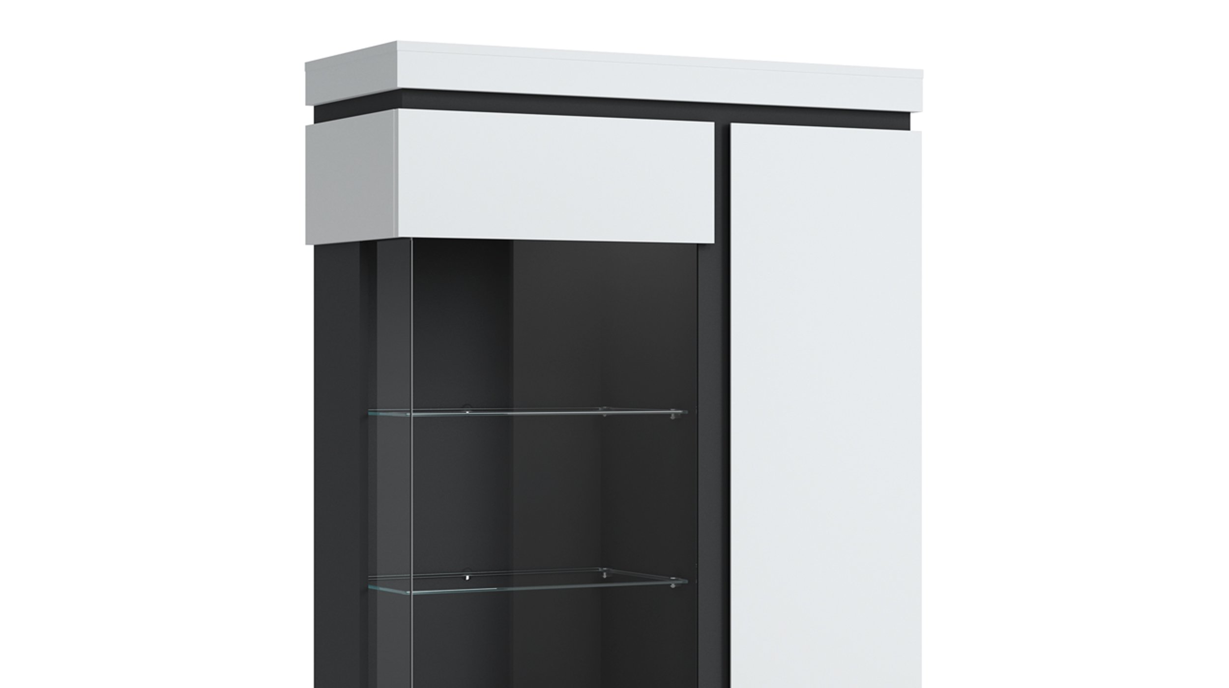 Vitrine alpinweiß - anthrazit 201 cm - CAMPANIA