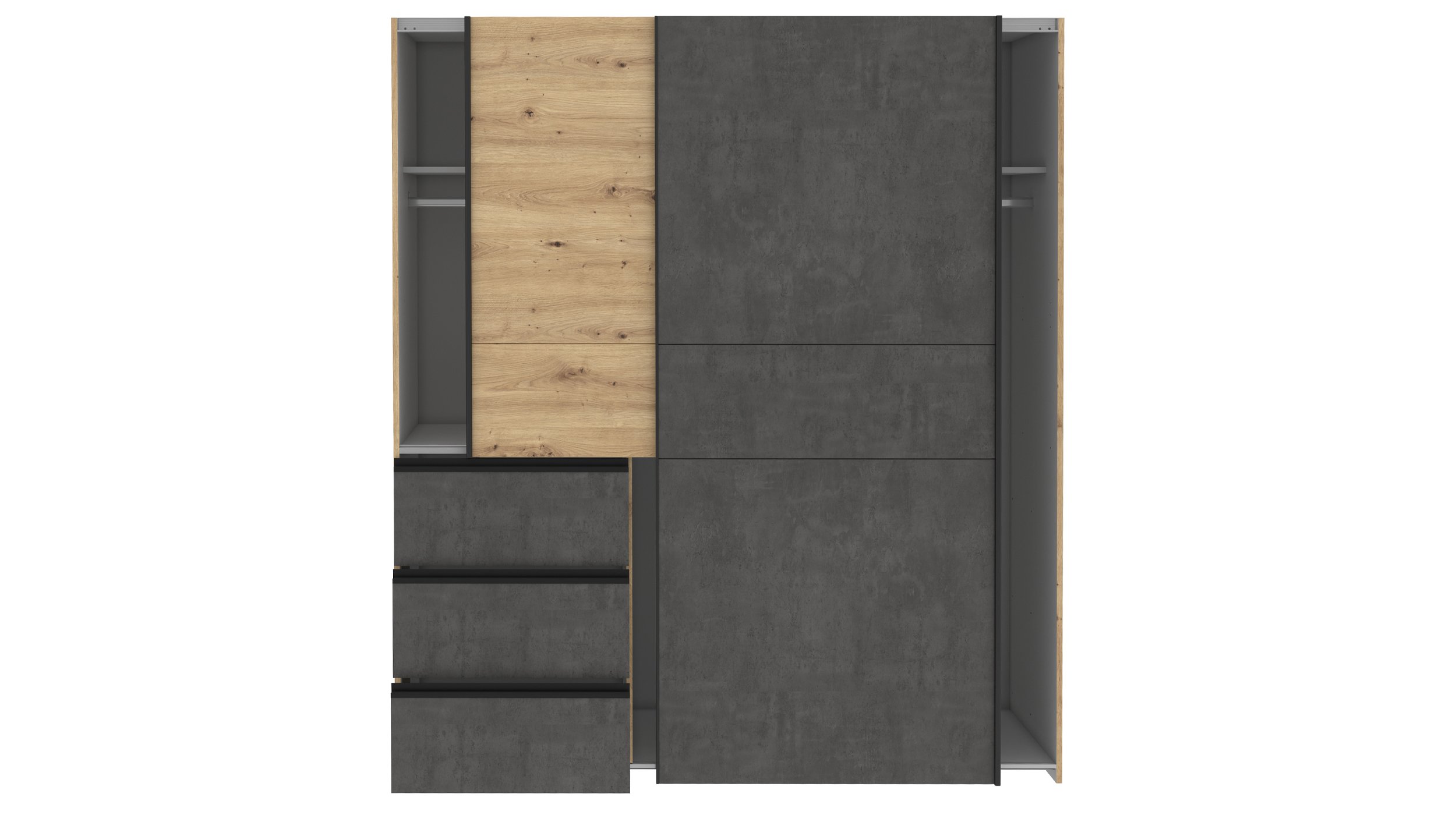 Schwebetürenschrank Artisan Eiche - grau 170 cm - WINN
