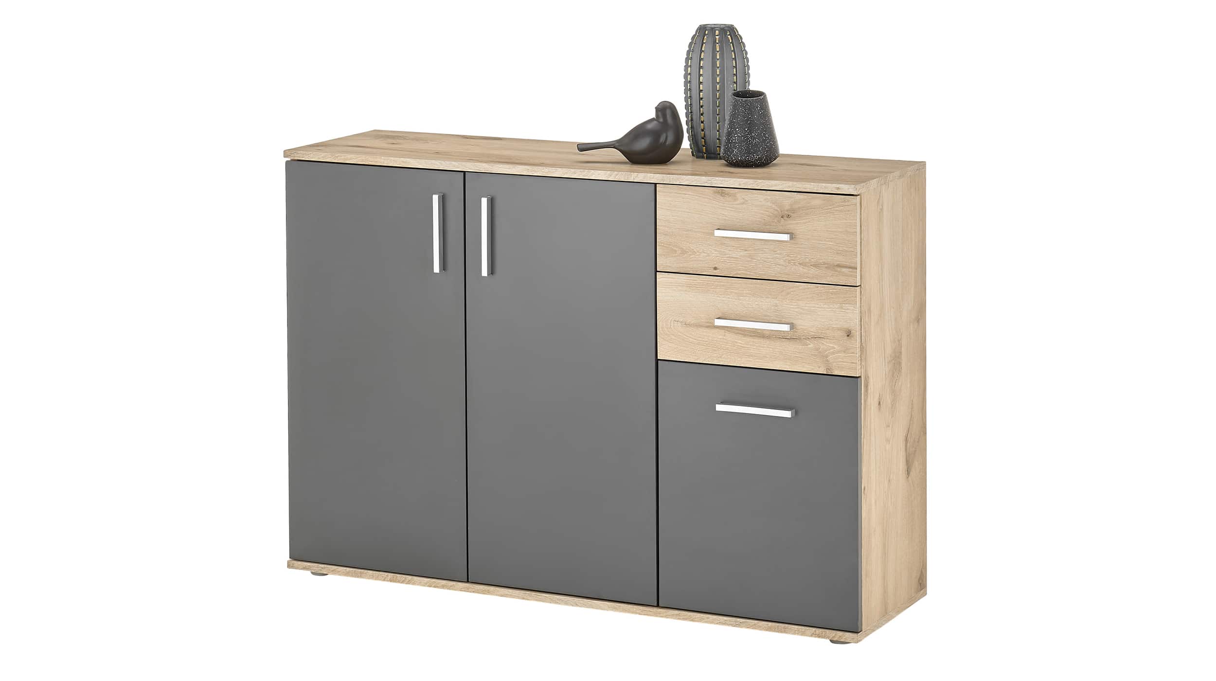 Kommode Viking Oak - grau 120 x 84 cm - BOBBY Kommode Viking Oak - grau 120 x 84 cm 3-türig - BOBBY