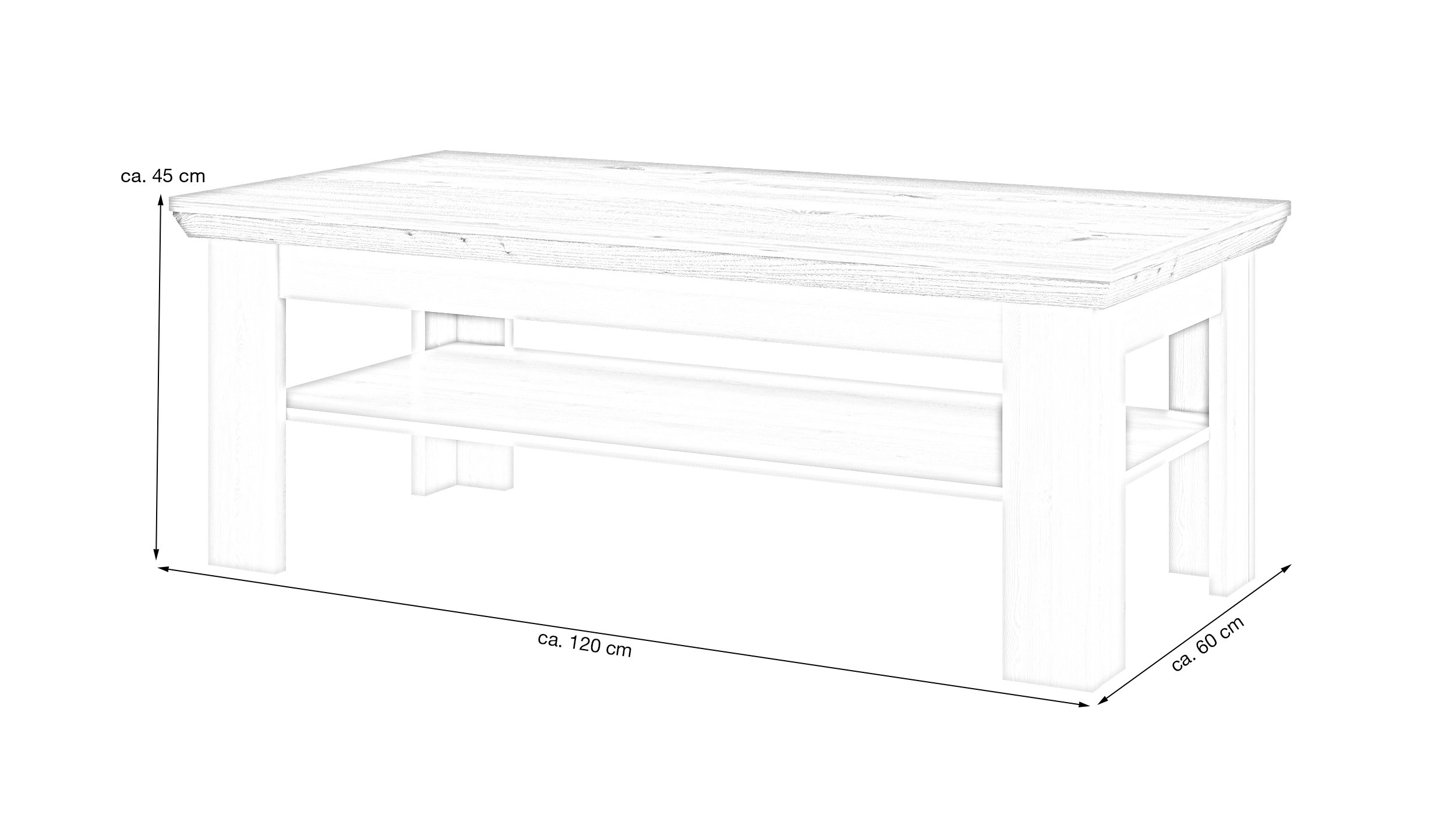Couchtisch 120 cm Schneeeiche - Nelson Eiche - ILOPPA