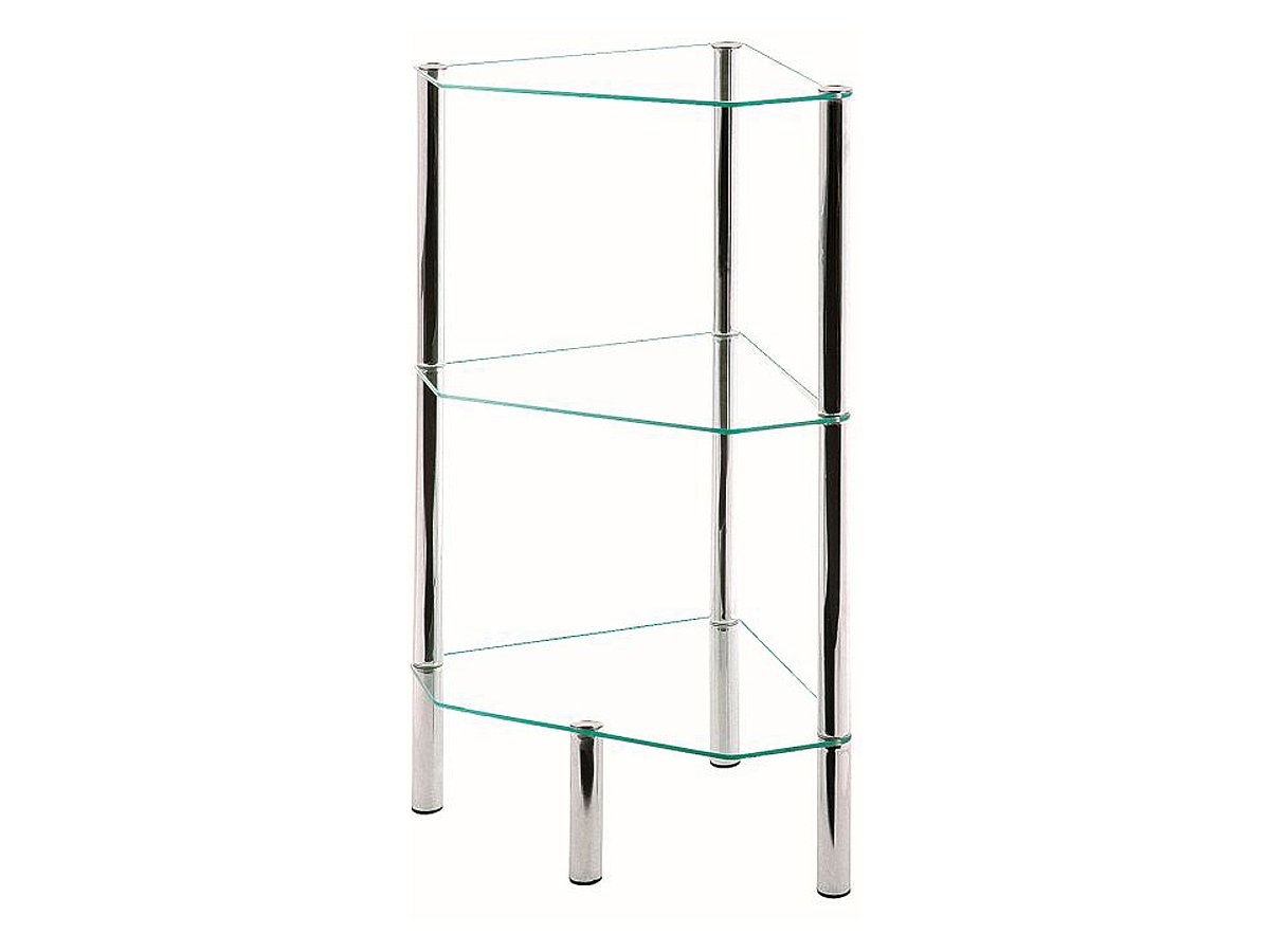Beistelltisch chrom - Glas - Ecke - 46 x 77 cm - EMDEN Beistelltisch Ecke chrom - Glas 46 x 77 cm - EMDEN