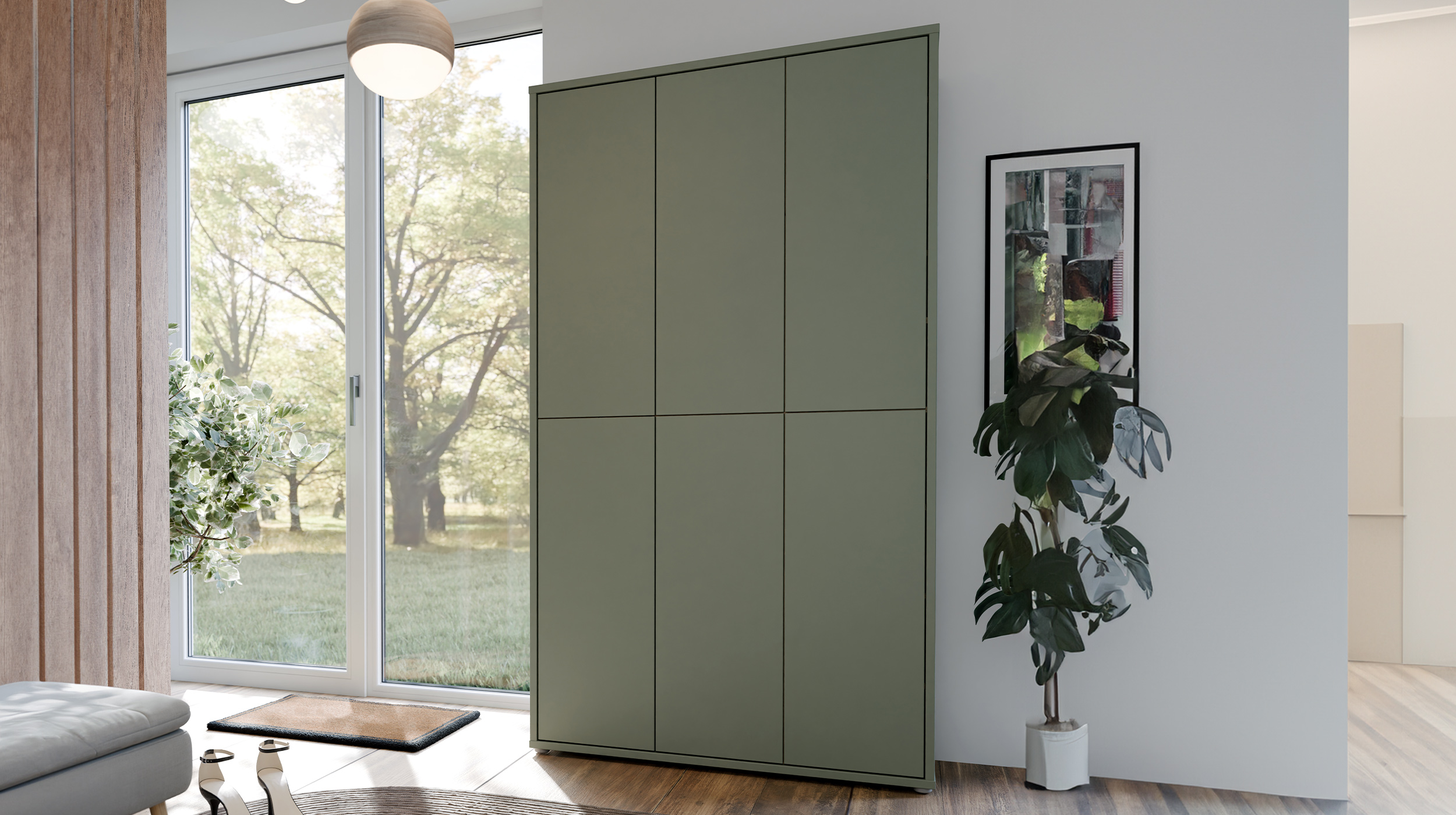 Schuhschrank grün 109 x 192 cm 6-türig - ALICE