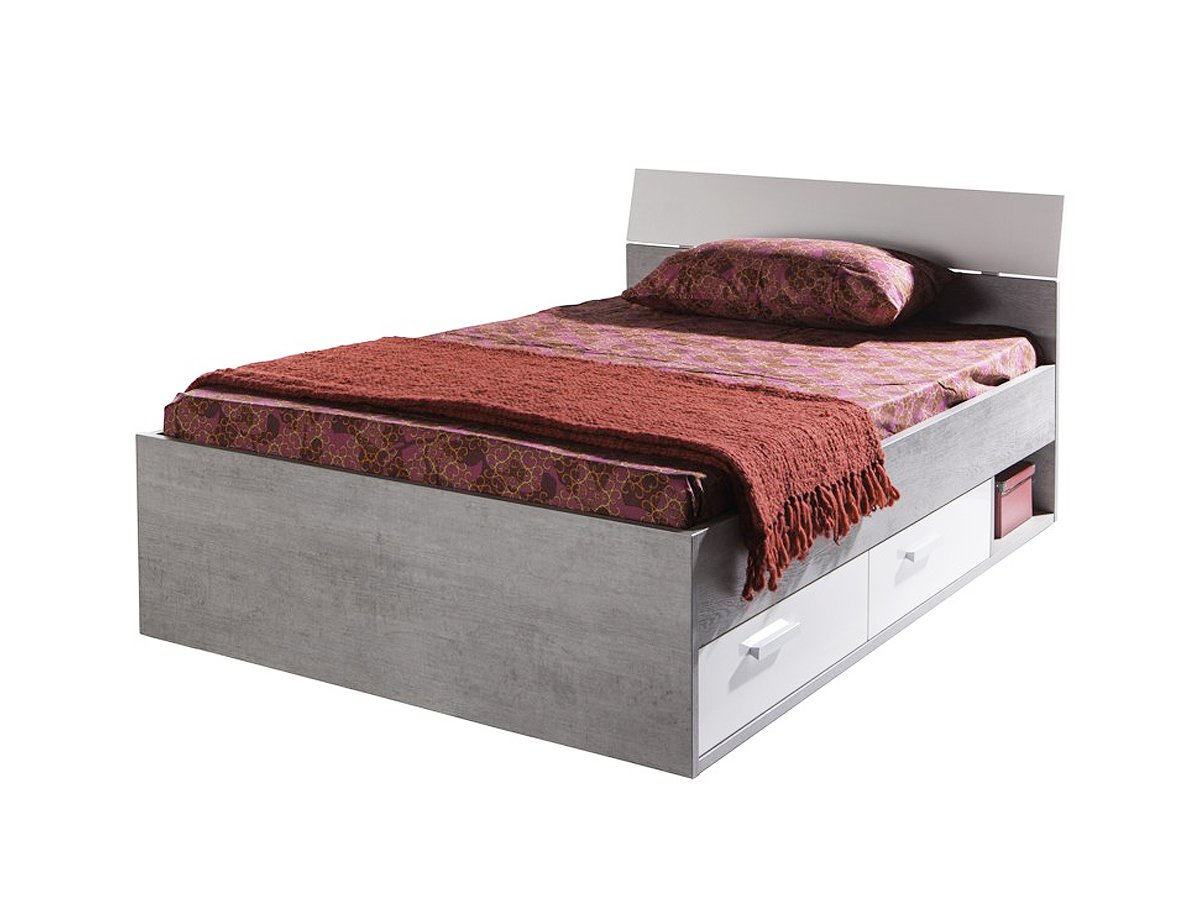 Jugendbett 90 x 200 cm Betonoptik - weiß - MIPIACE Jugendbett 90 x 200 cm Betonoptik - weiß - MIPIACE
