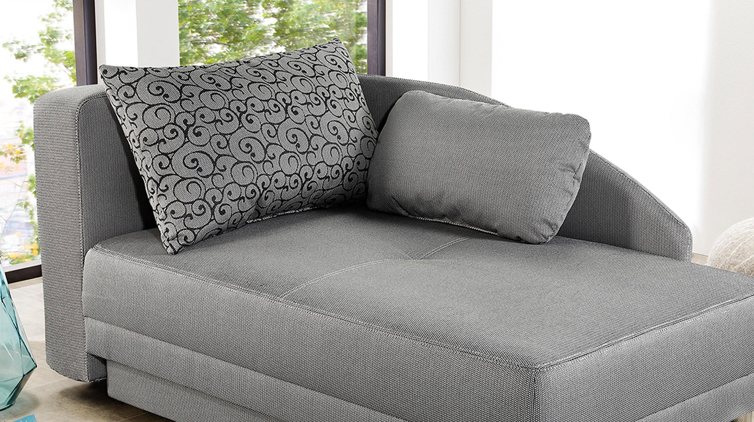 Einzelsofa 157 cm Recamiere grau Schlaffunktion - REUBEN