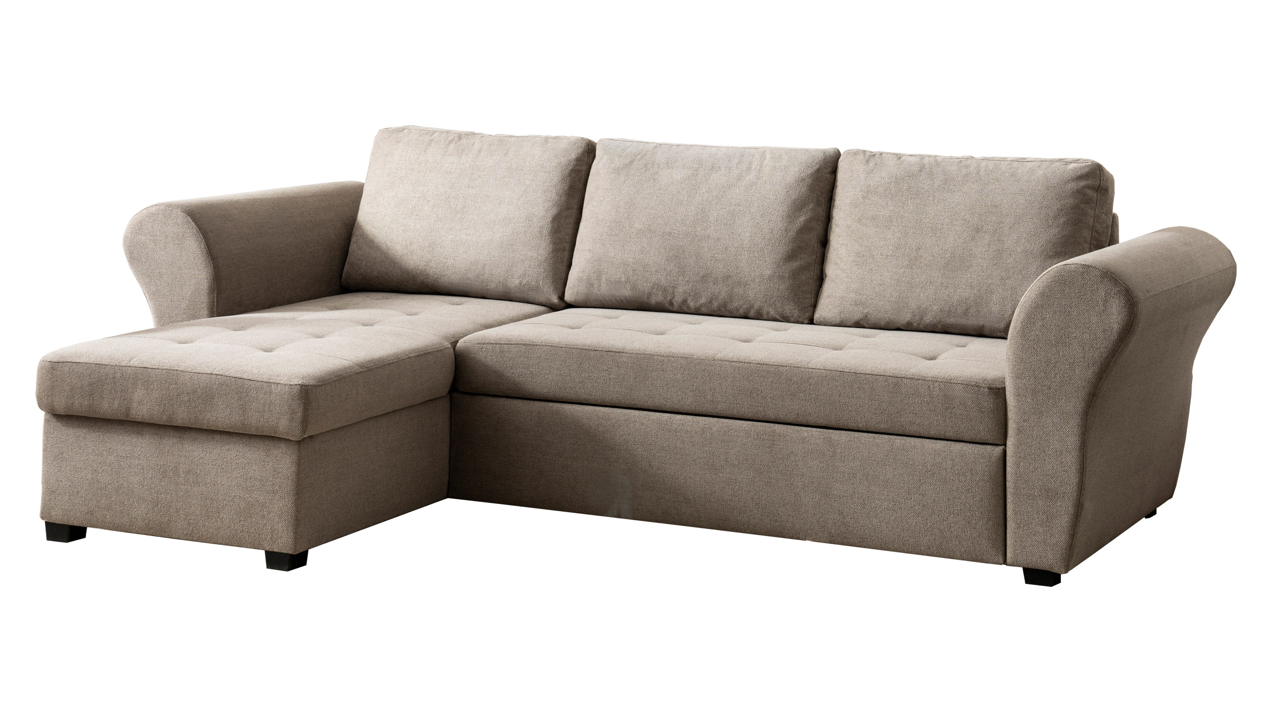 Ecksofa mit Schlaffunktion beige Bettkasten 260 cm - LASSE Ecksofa mit Schlaffunktion beige Bettkasten 260 cm - LASSE