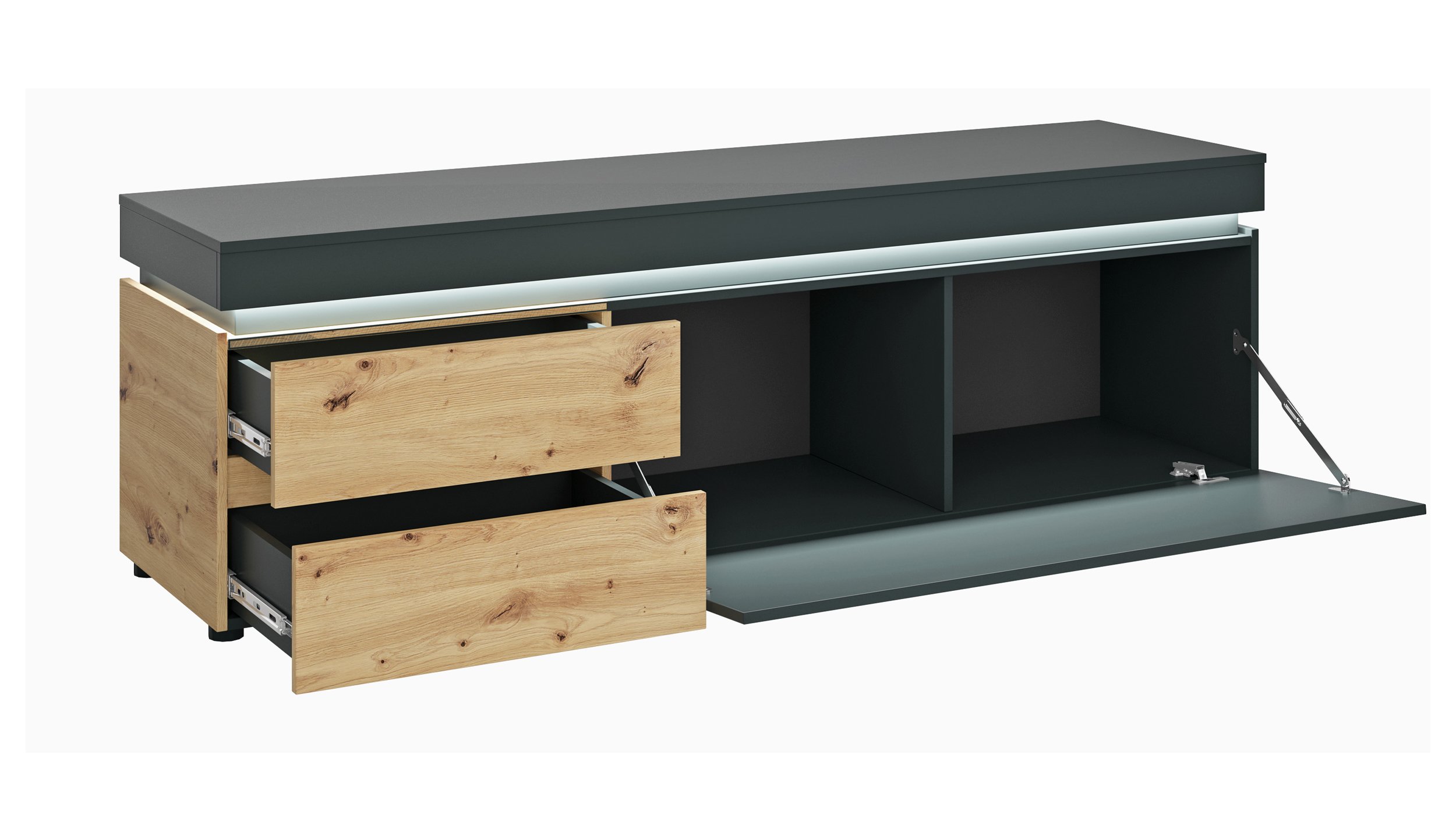 TV - Lowboard Artisan Eiche - grau 180 cm - LUCI