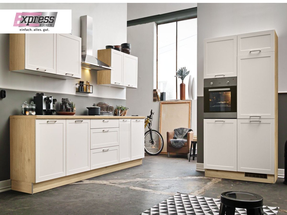 Eckküche 310 + 120 cm - mit Geräten - Küchenfronten matt - HOME Eckküche 310 + 120 cm - inkl. Elektrogeräte - Küchenfronten matt - HOME