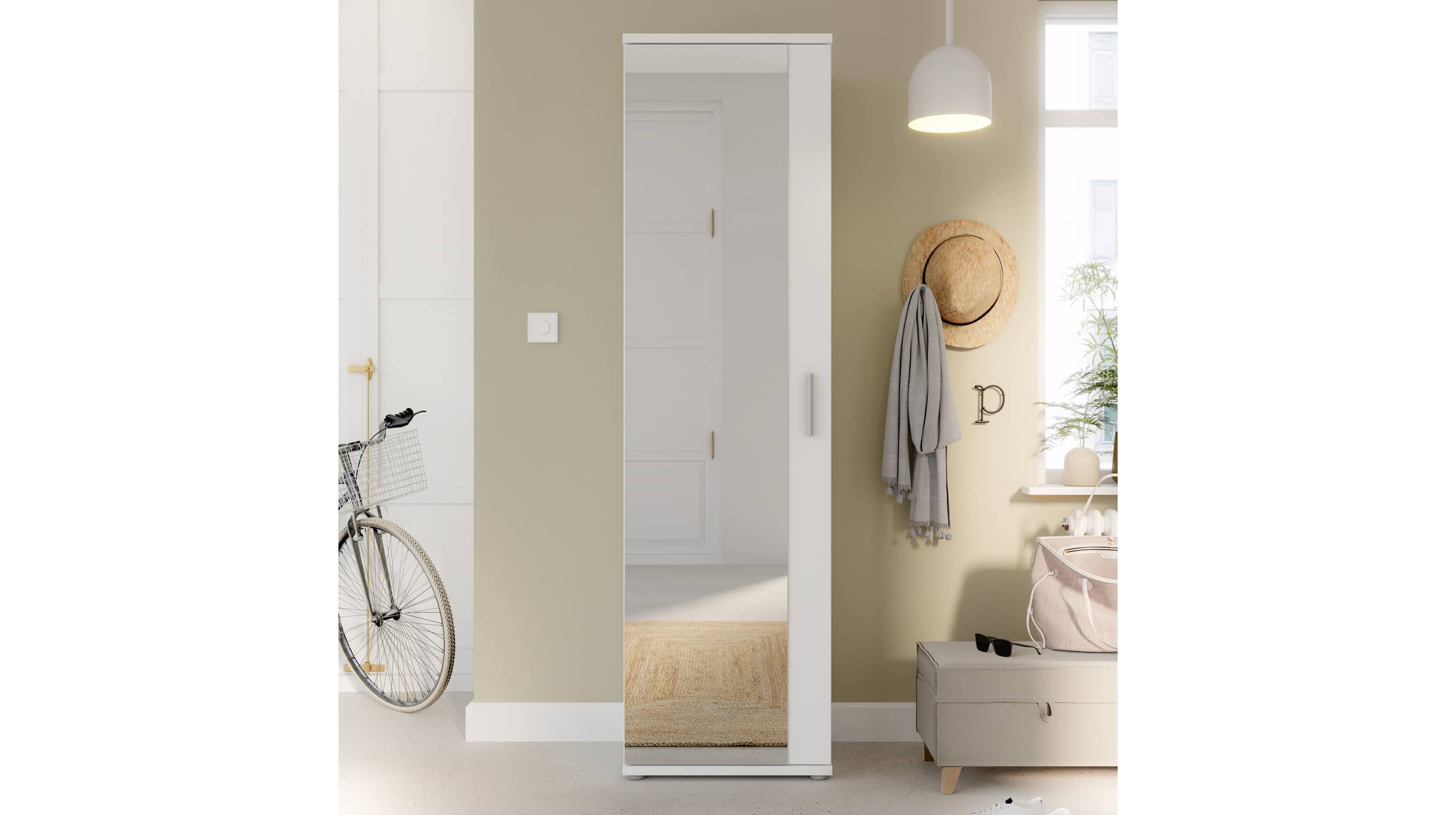 Mehrzweckschrank mit Spiegel weiß 50 x 179 cm - NET