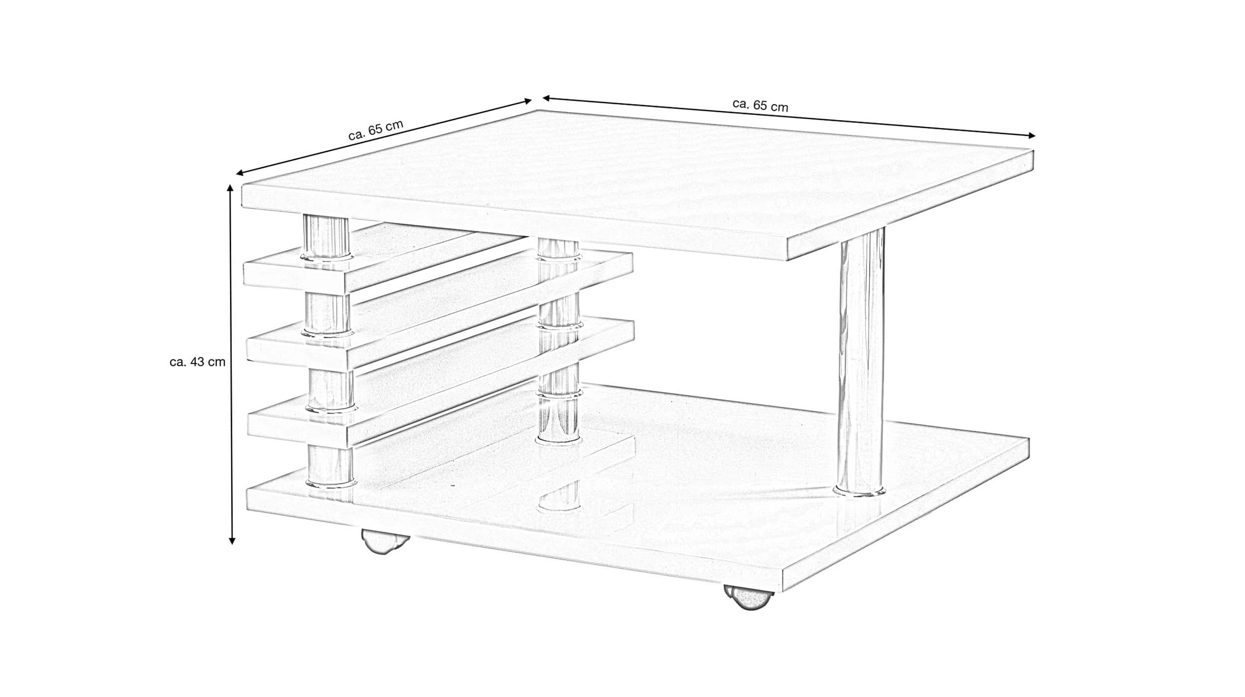 Couchtisch schwarz 65 x 65 cm Marmoroptik - ALVARO