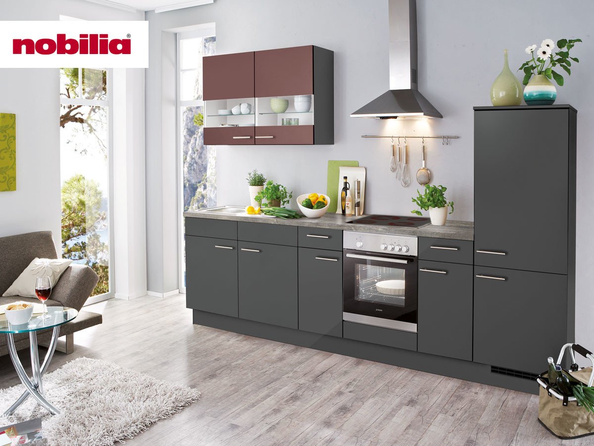 Küchenzeile 320 cm - inkl. Elektrogeräte - Küchenfronten ultra matt - EASYTOUCH