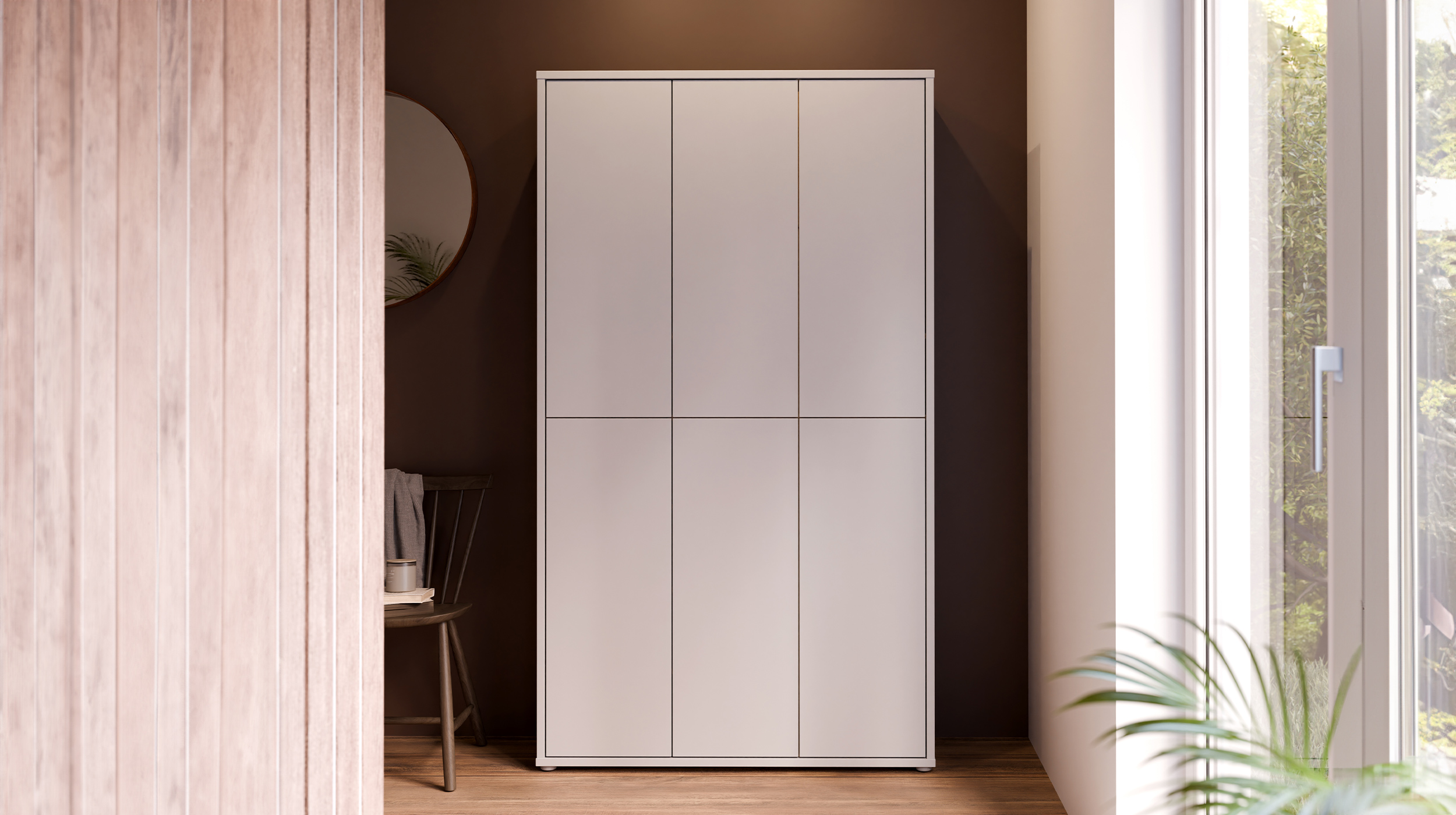 Schuhschrank hellgrau 109 x 192 cm 6-türig - ALICE