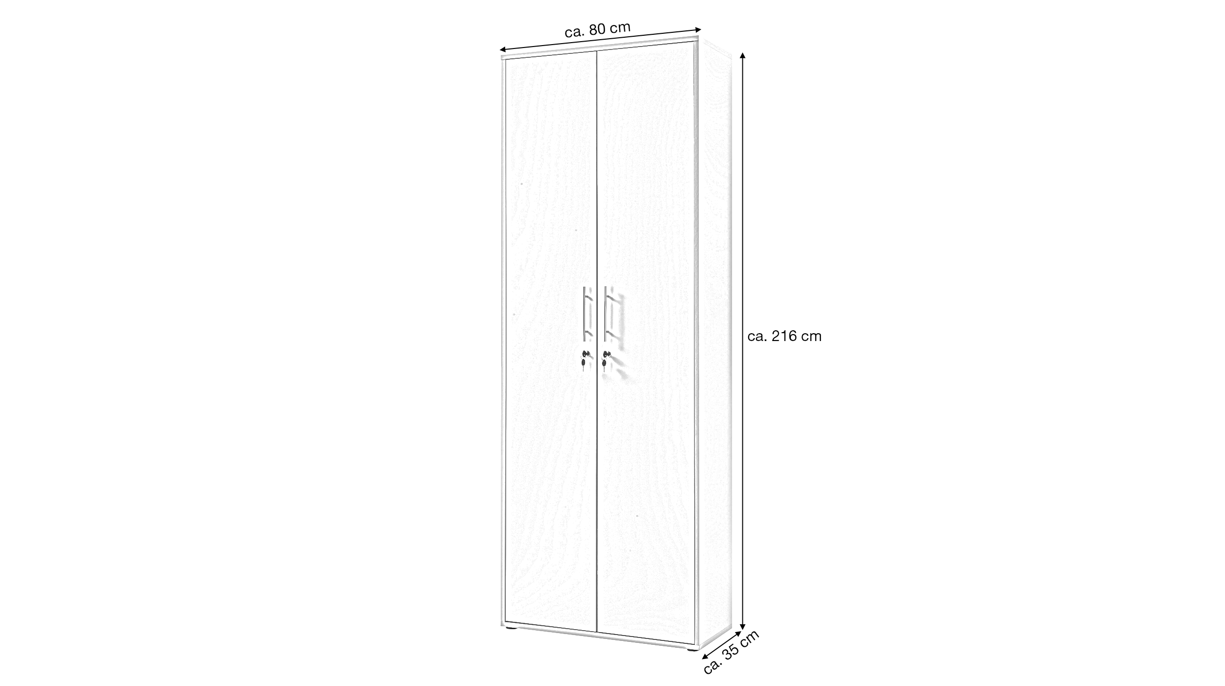 Büroschrank lichtgrau 80 cm x 216 cm - 5 Einlegeböden - PRONTO