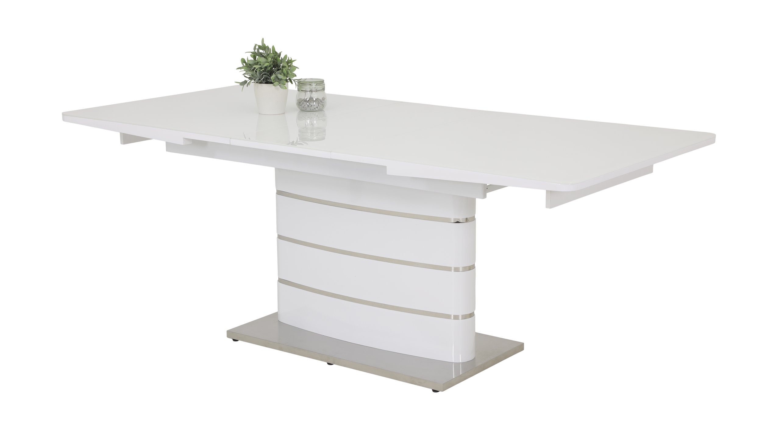 Esstisch 160 - 200 cm ausziehbar weiß hochglanz - ANASTASIA