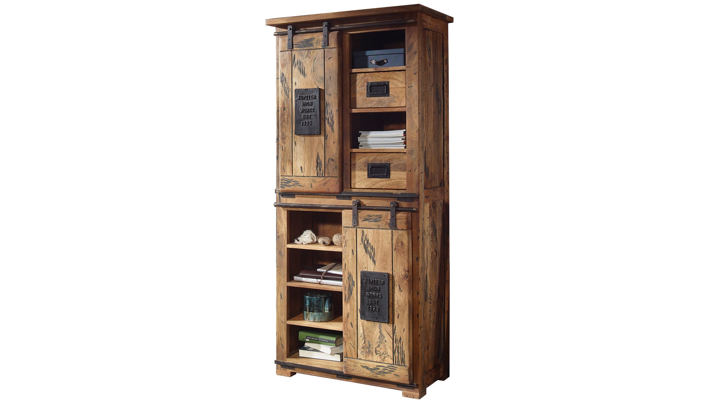 Highboard mit 2 Rolltüren Mango massiv 80 cm - EMANUEL Highboard mit 2 Rolltüren Mango massiv 80 cm - EMANUEL