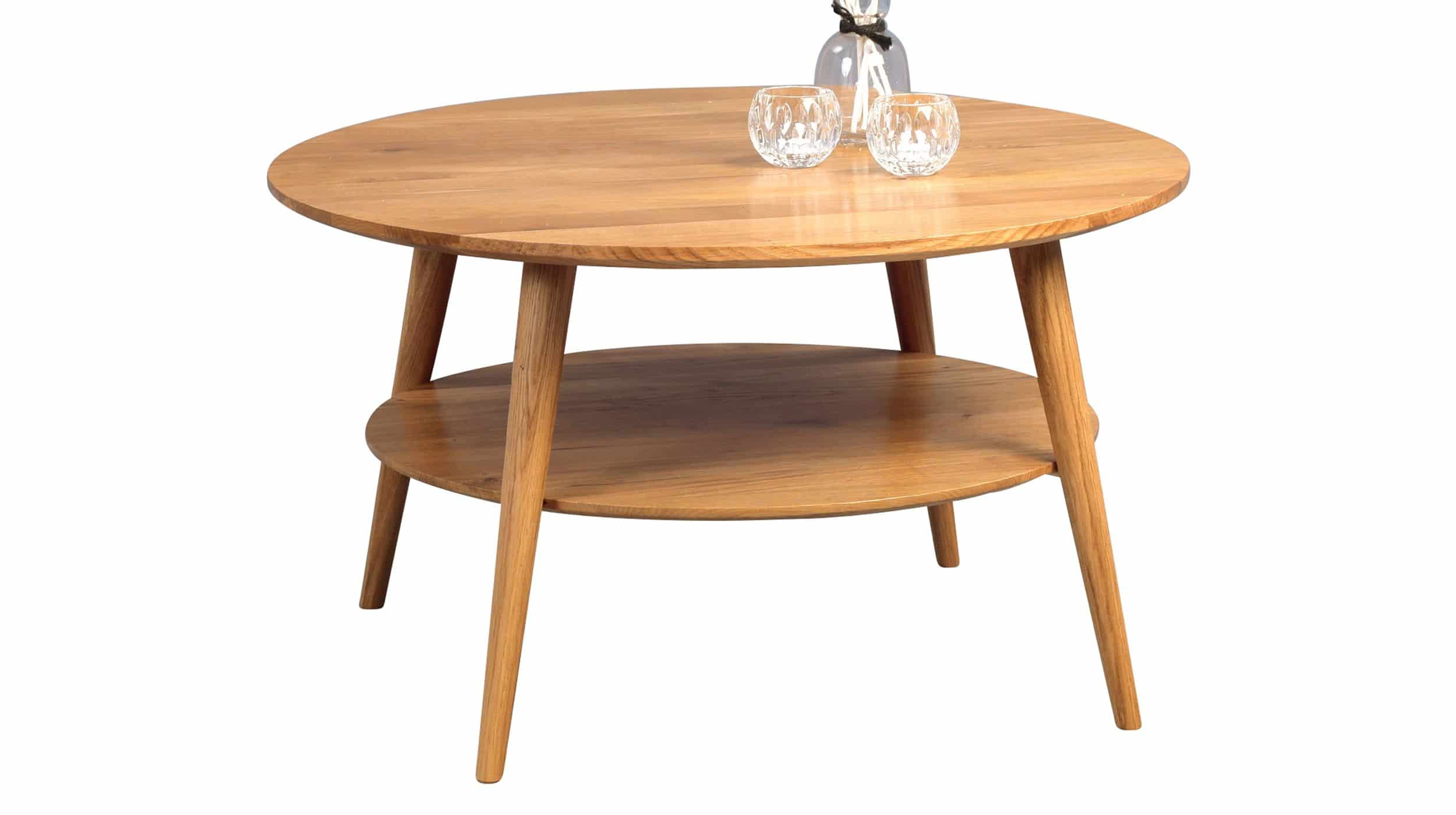 Couchtisch Wildeiche massiv geölt rund 80 x 80 cm - STELLA Couchtisch Wildeiche massiv geölt rund 80 x 80 cm - STELLA