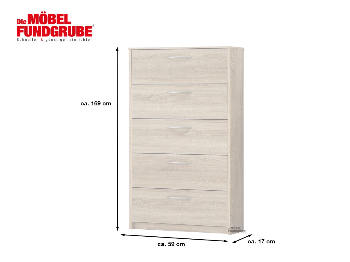 Schuhschrank Eiche Sägerau 59 x 169 cm - STEP 5