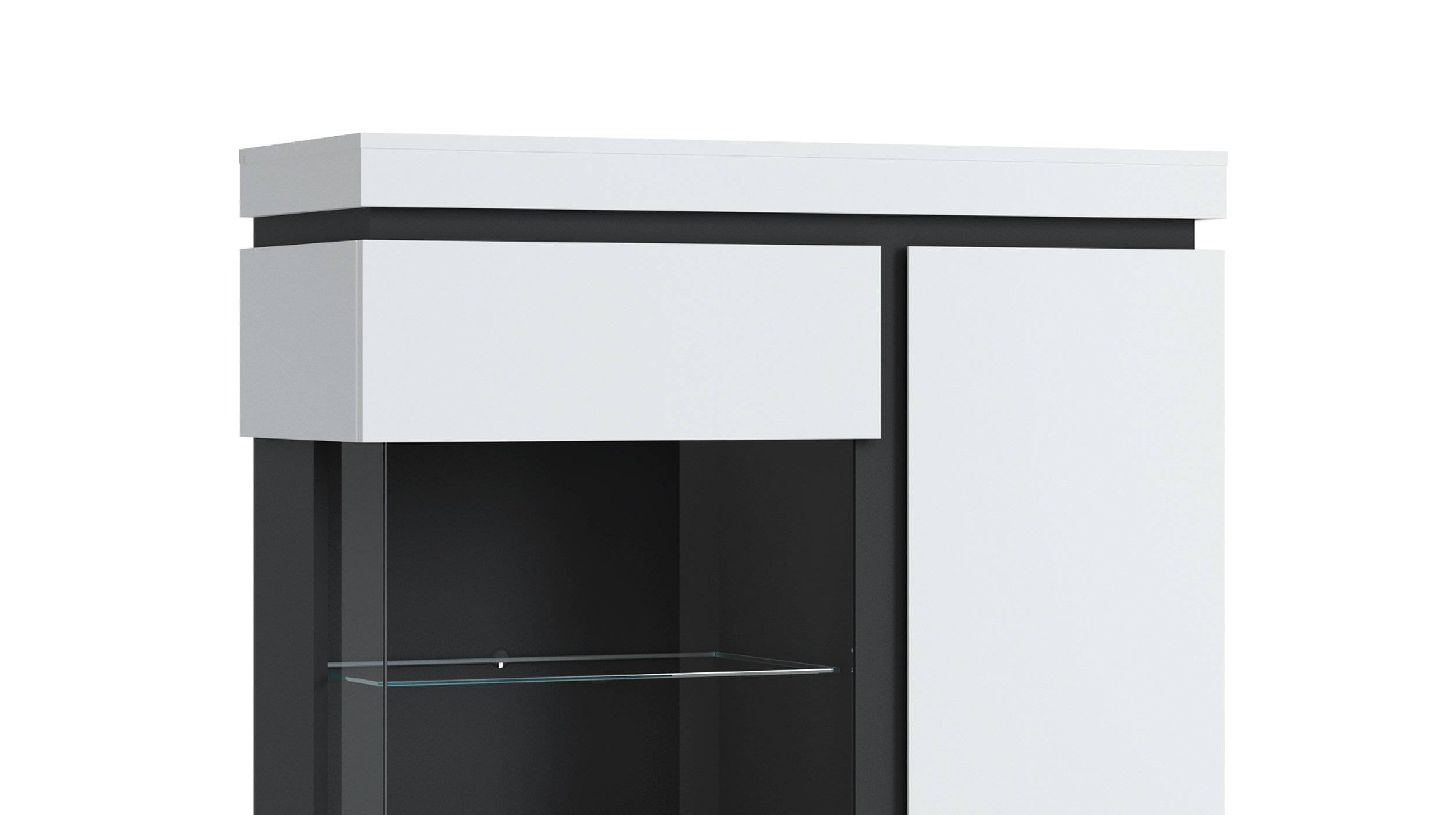 Vitrine alpinweiß - anthrazit 164 cm - CAMPANIA