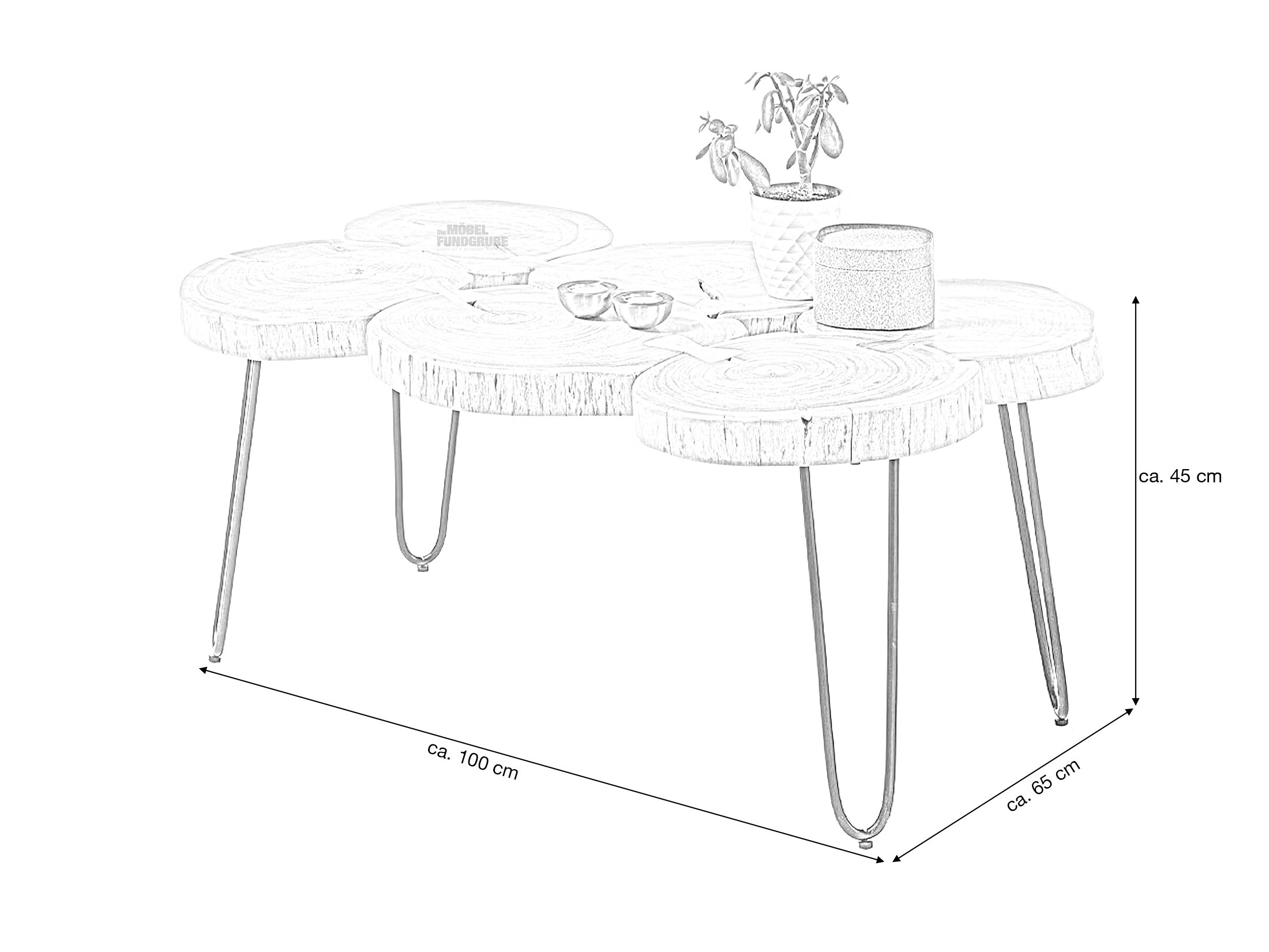 Couchtisch Akazie massiv lackiert 100 x 65 cm - COLE