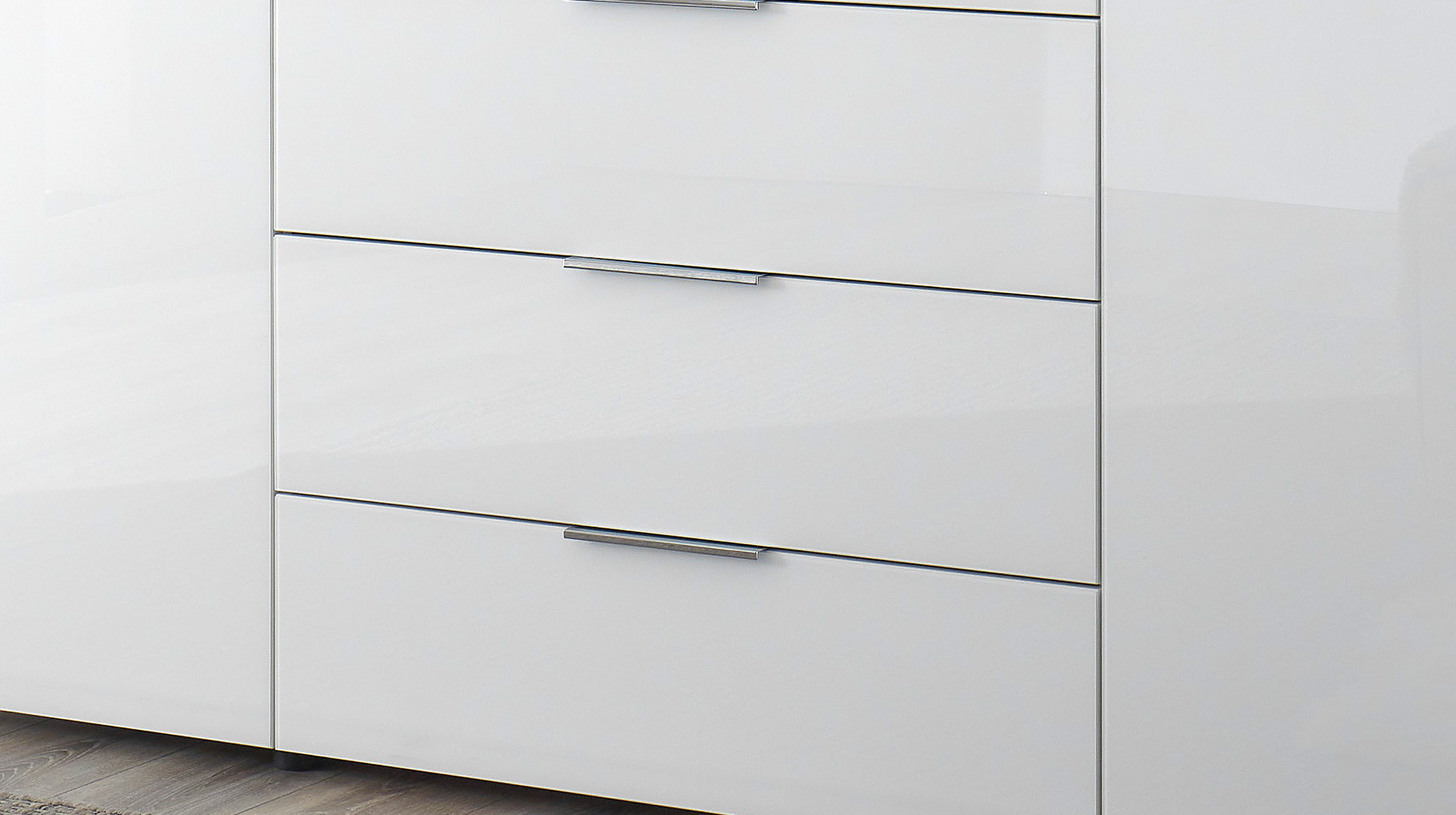 Sideboard 4 Schubladen - weiß - Glasfront - 180 cm - SANTORIN