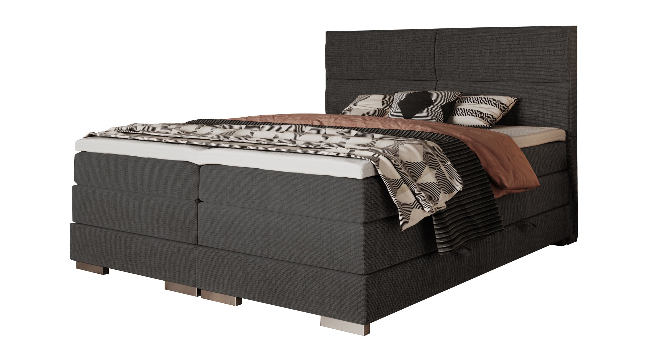 Boxspringbett 200 x 200 cm grau - Bettkasten - MANDEWILLA Boxspringbett 200 x 200 cm grau - Bettkasten - MANDEWILLA