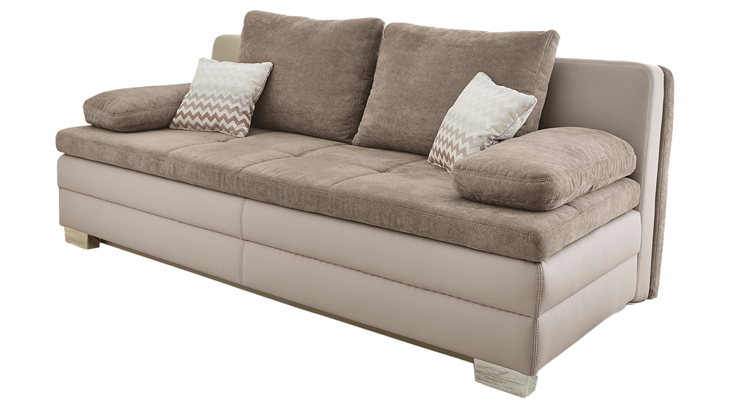 Schlafsofa beige Bettkasten Dauerschläfer Federkern 203 cm - LESLO Schlafsofa beige Bettkasten Dauerschläfer Federkern 203 cm - LESLO