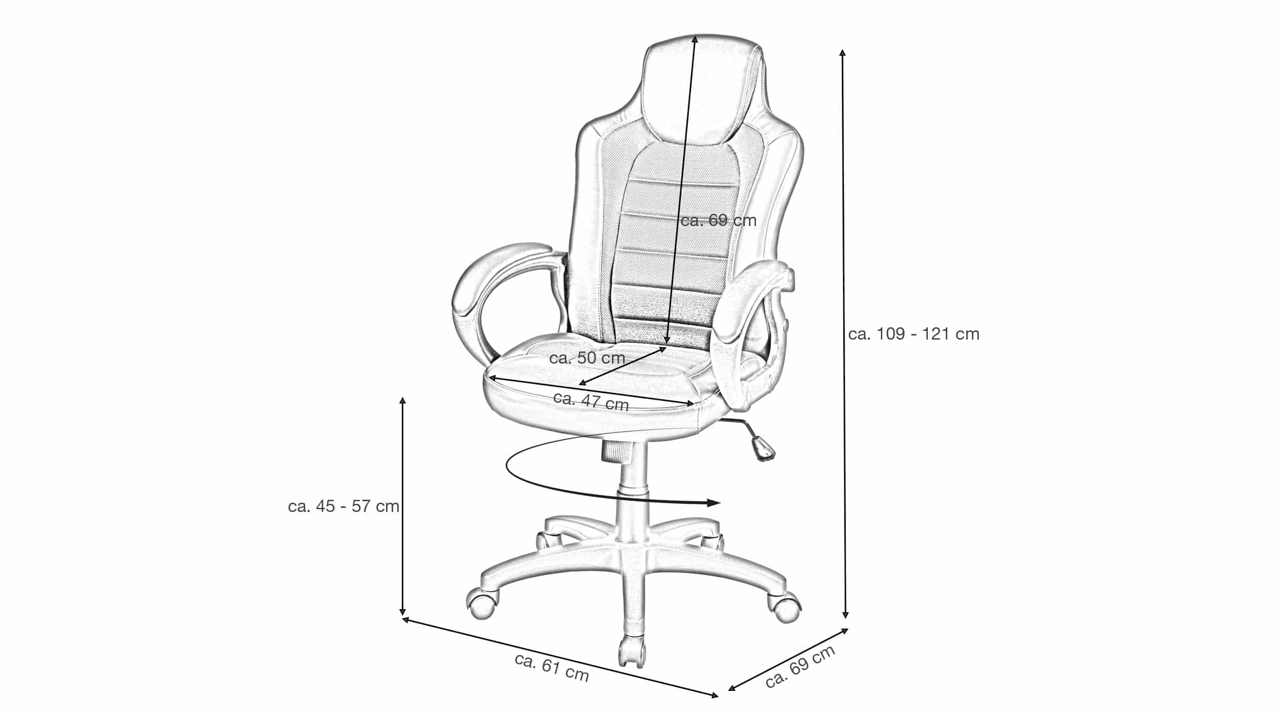 Chefsessel Drehstuhl schwarz Lederlook - JORIS